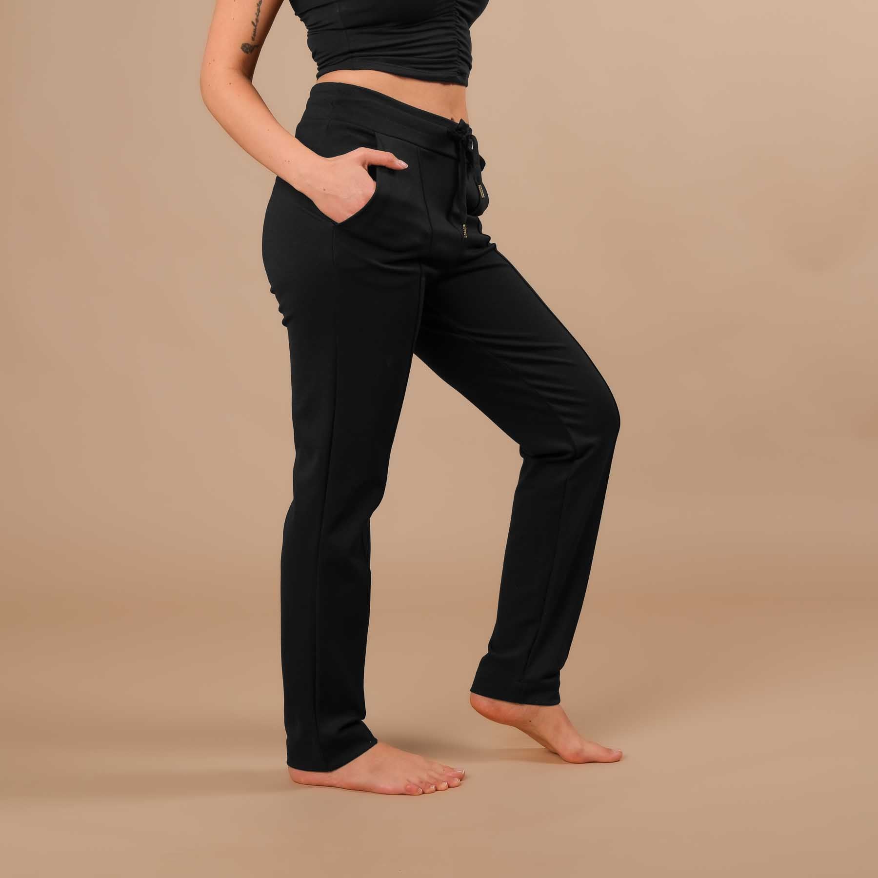 Pantaloni business jogger da donna - pantaloni business elasticizzati con profili neri