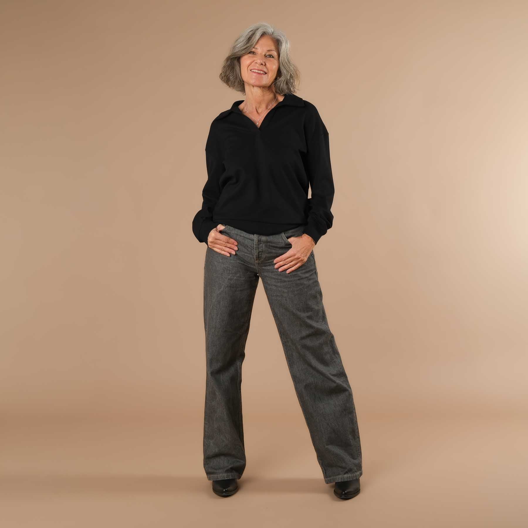 Elegante maglione business da donna, ideale per l'ufficio, la casa e i viaggi in nero