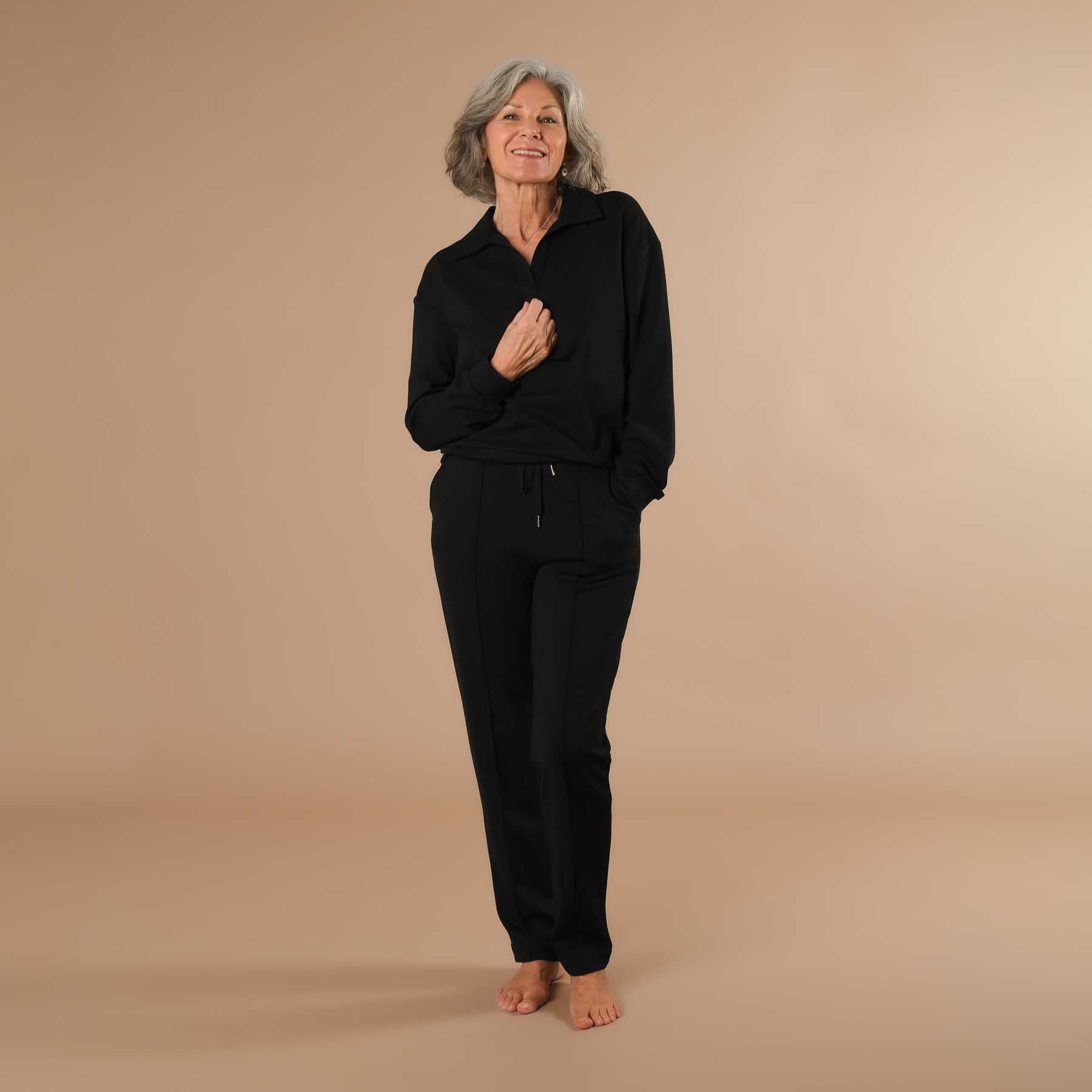 Pantaloni business jogger da donna - pantaloni business elasticizzati con profili neri