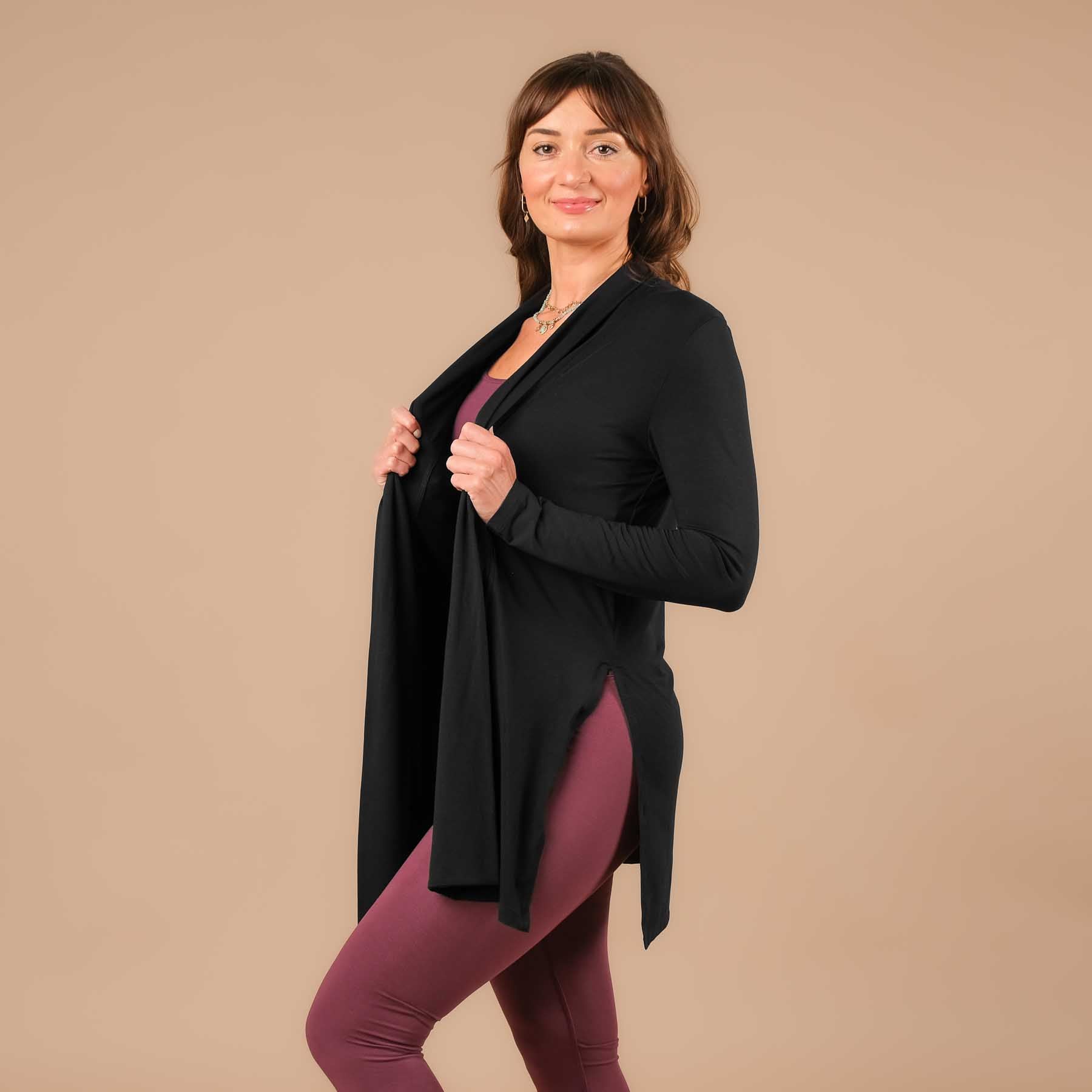 Comodo cardigan da yoga made in Switzerland nero