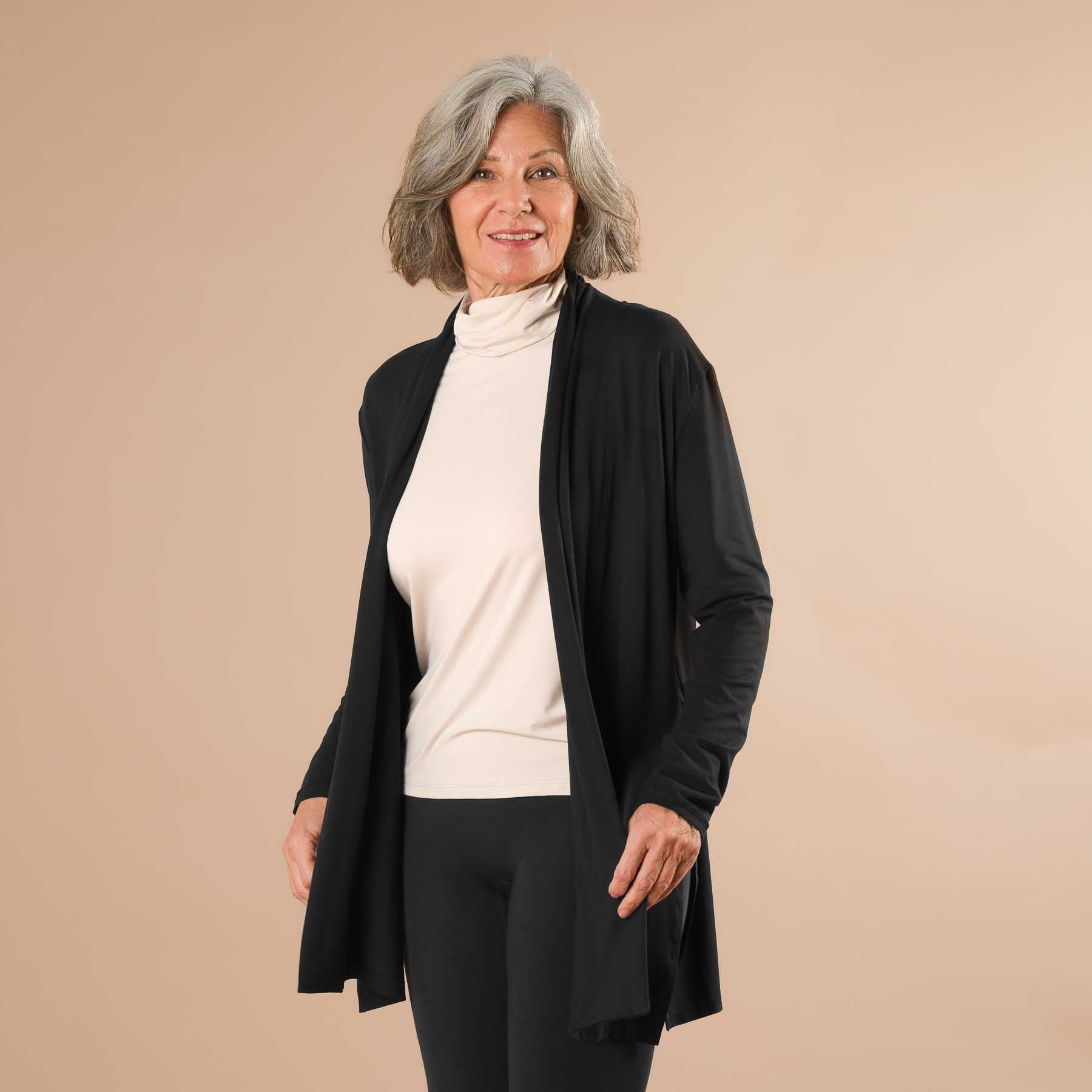 Comodo cardigan da yoga made in Switzerland nero