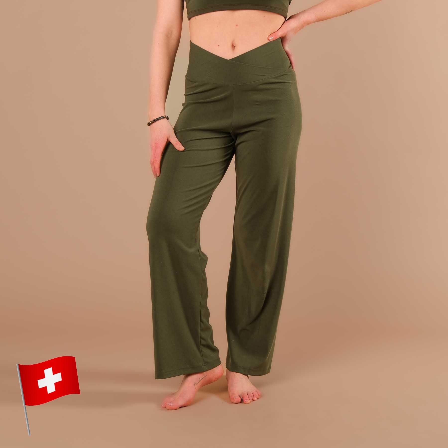 Culotte yoga Comfy lunga oliva