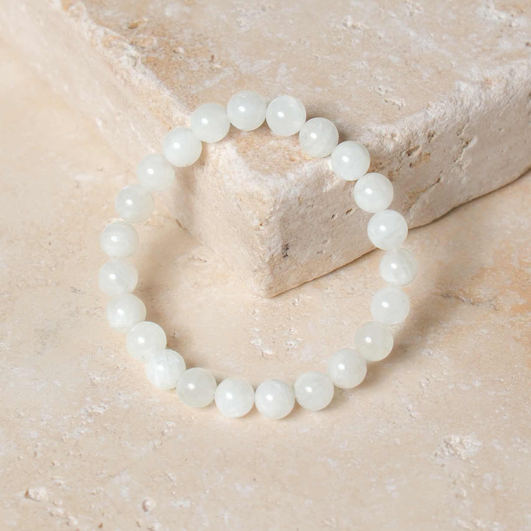 Bracciale di pietre preziose pietra di luna 8 mm