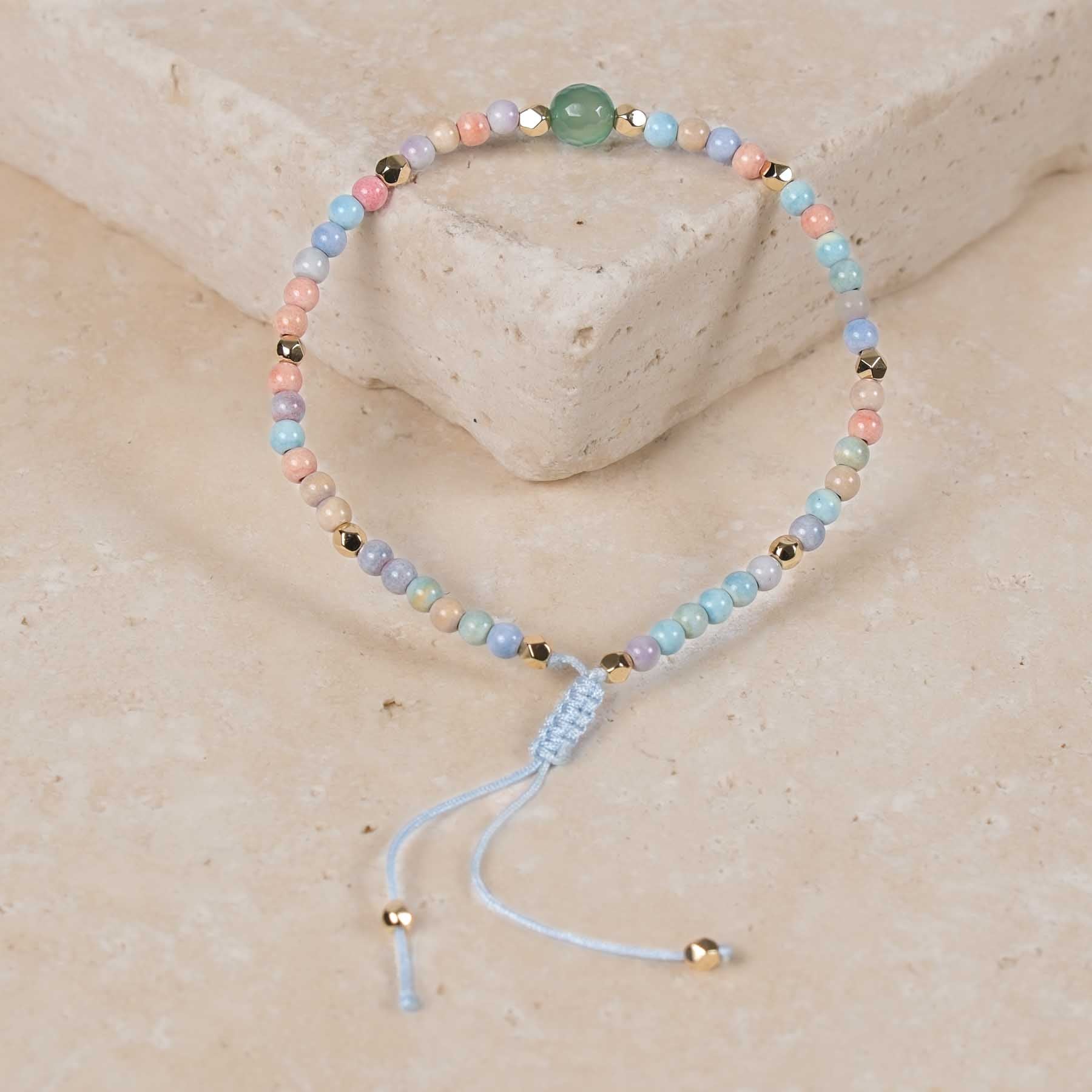 Cavigliera boho in perline di ceramica
