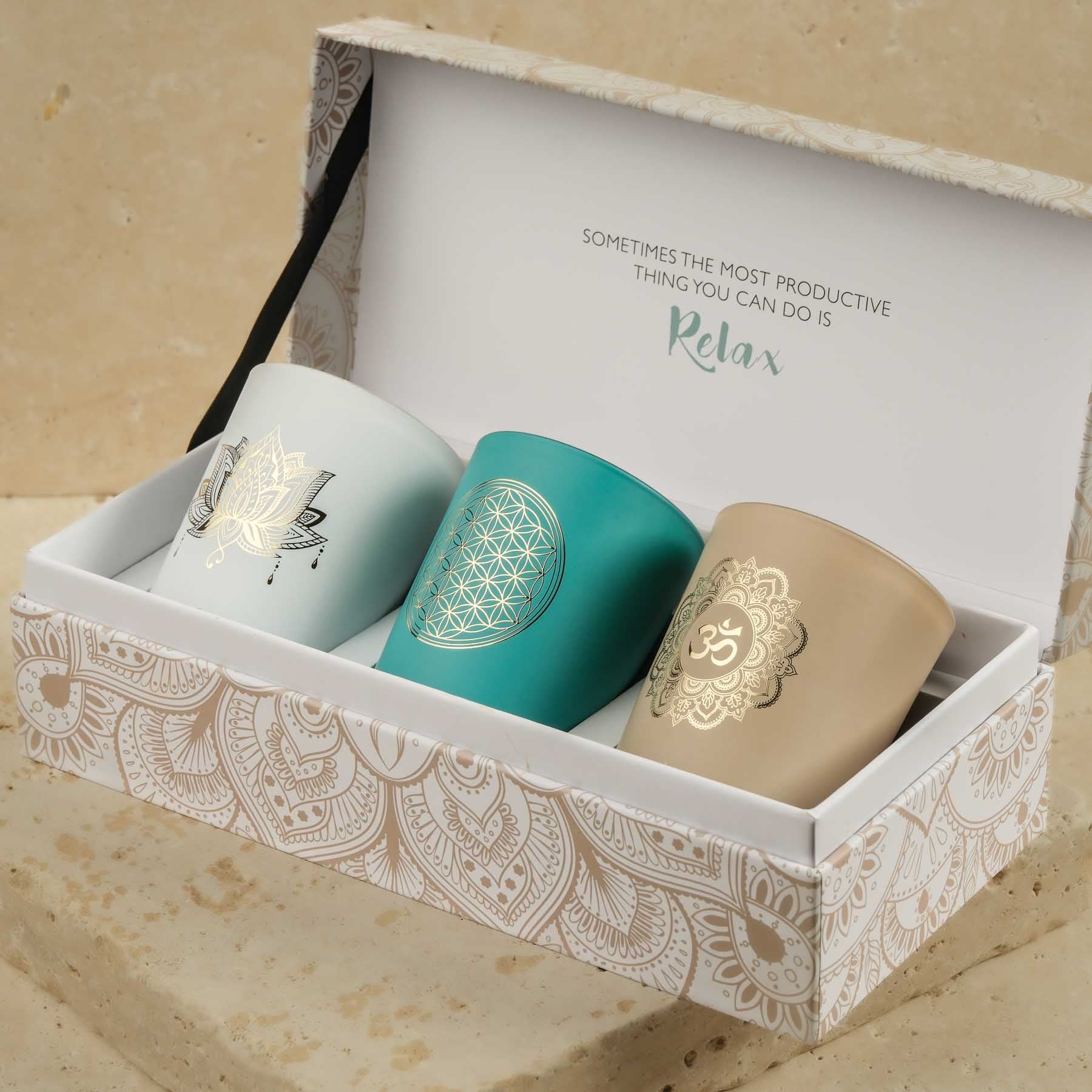 Set di 3 candele profumate - confezione regalo