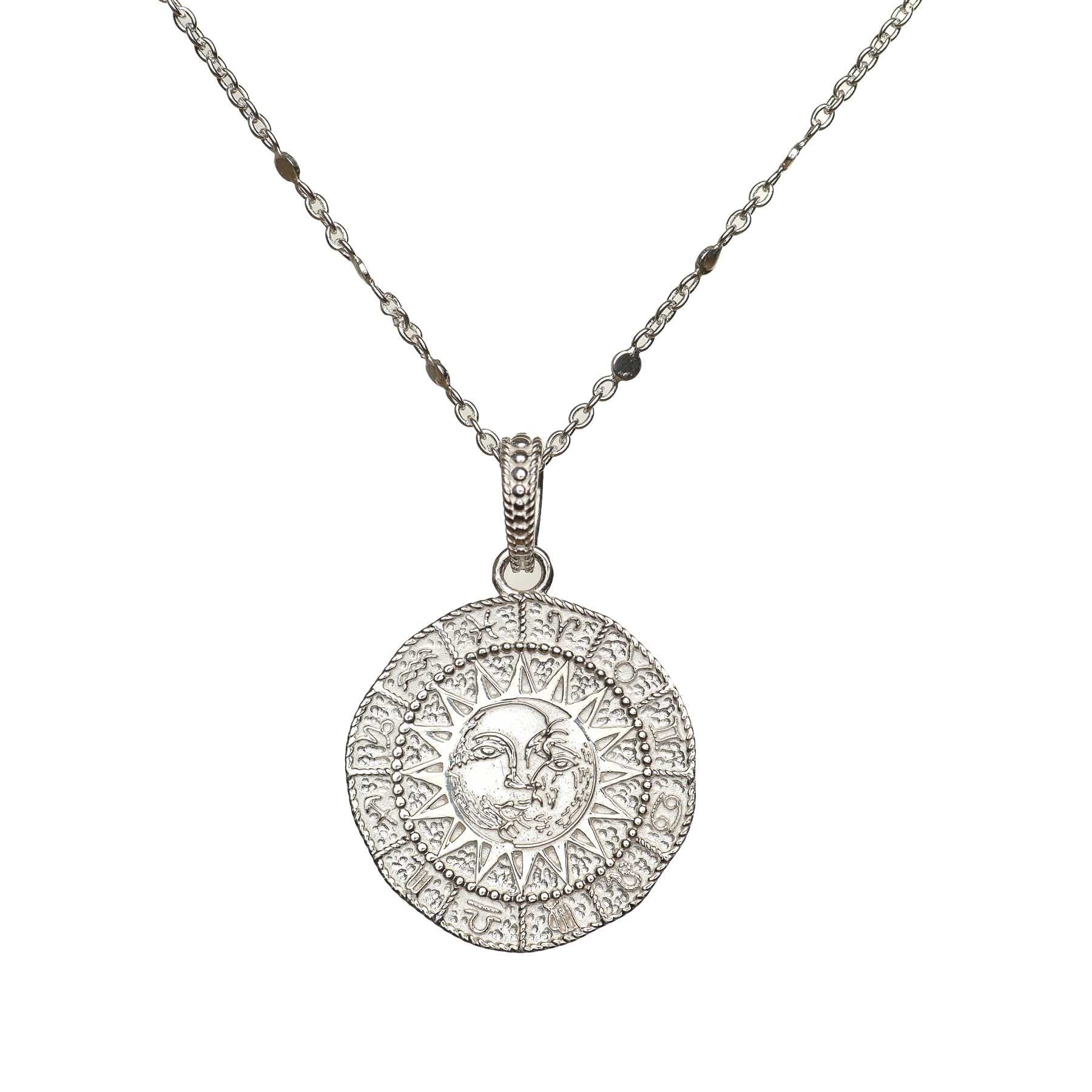 Collana Astro con i 12 segni zodiacali, sole e luna in argento