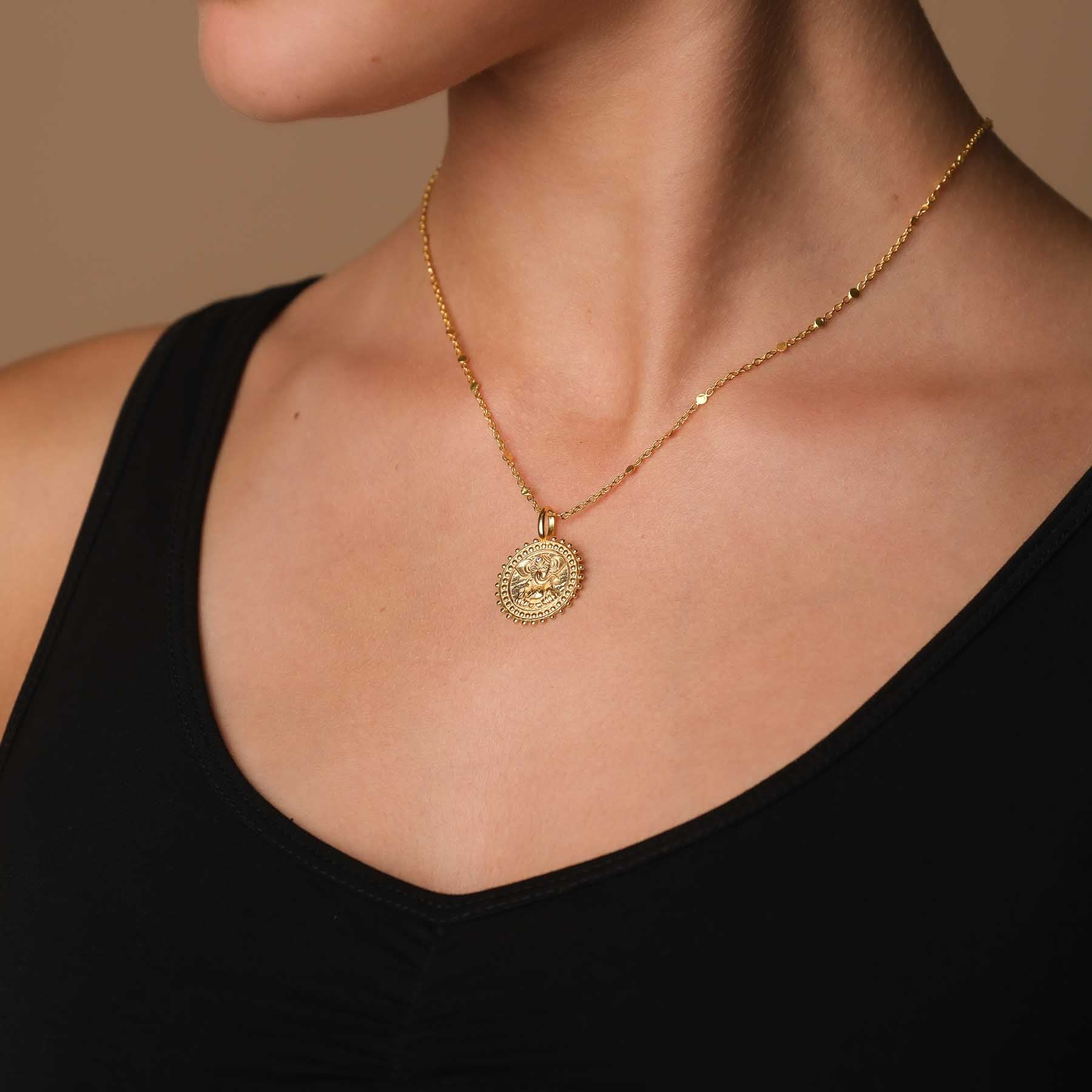 Collana Ganesh con zirconi d'oro