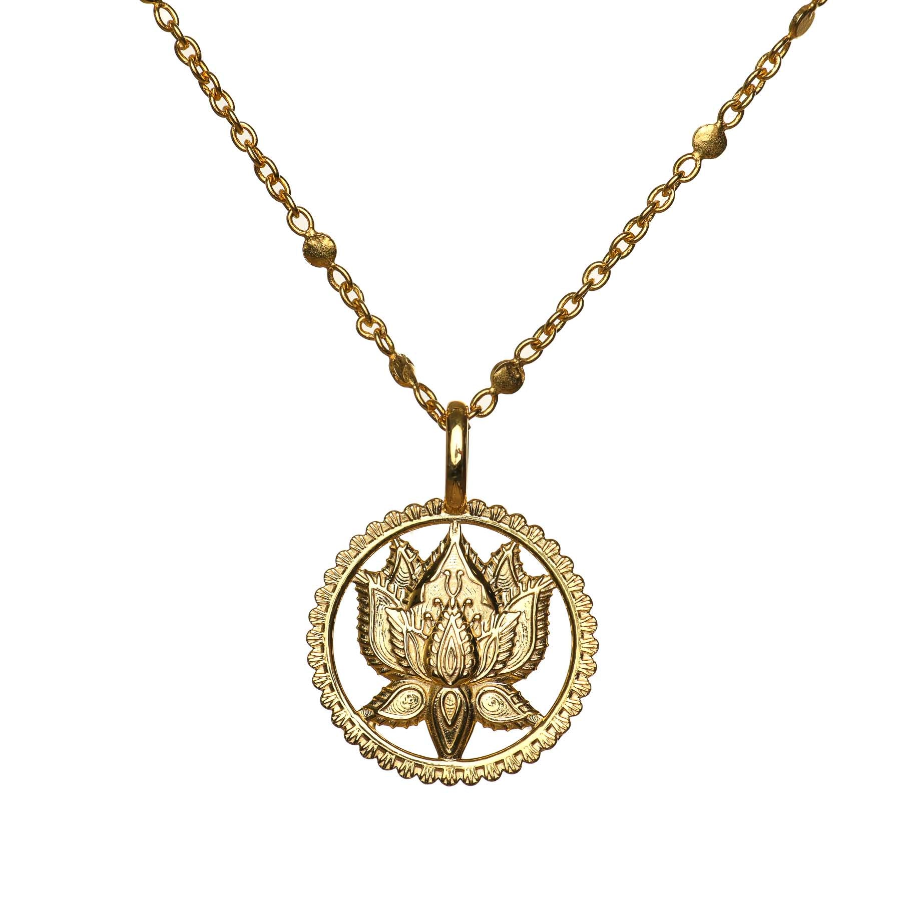 Collana con ciondolo a forma di loto, oro