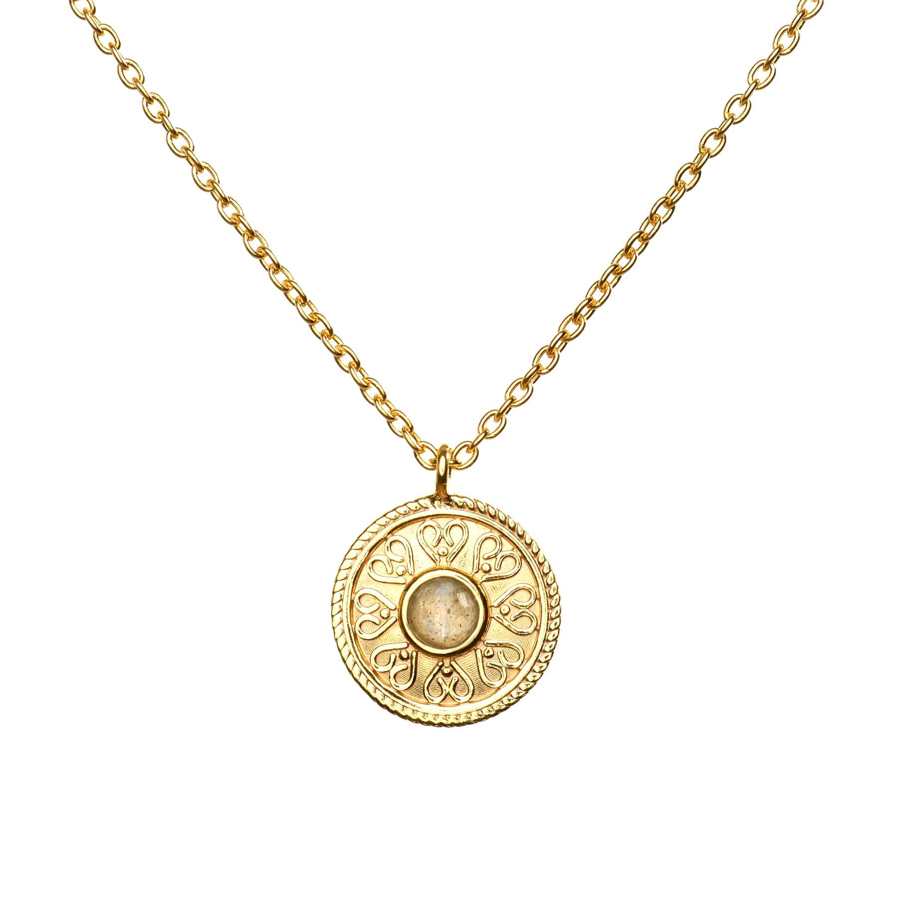 Collana Mandala Love con labradorite d'oro
