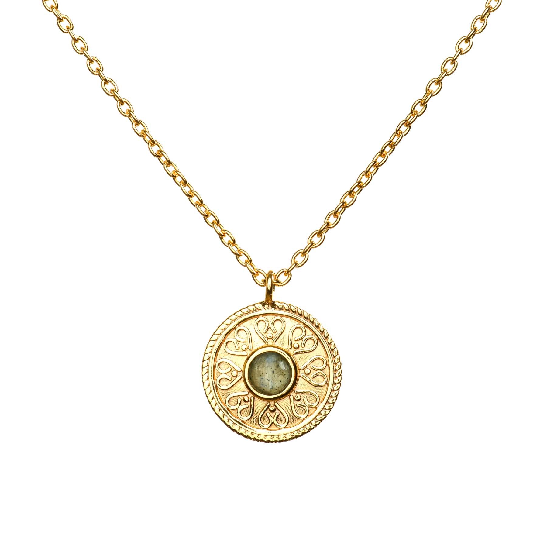 Collana Mandala Love con labradorite d'oro