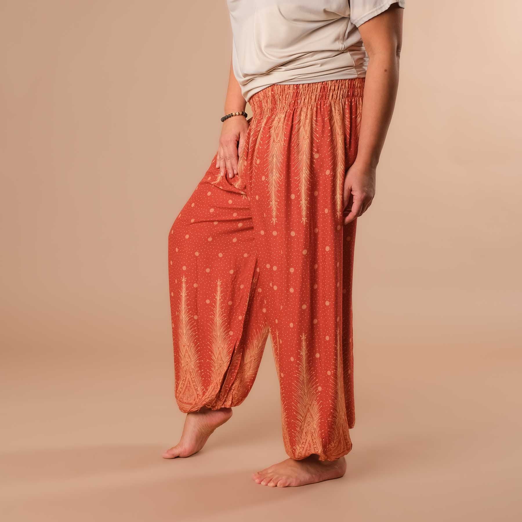 Pantaloni harem, pantaloni harem per lo yoga e il tempo libero arancione bohémien