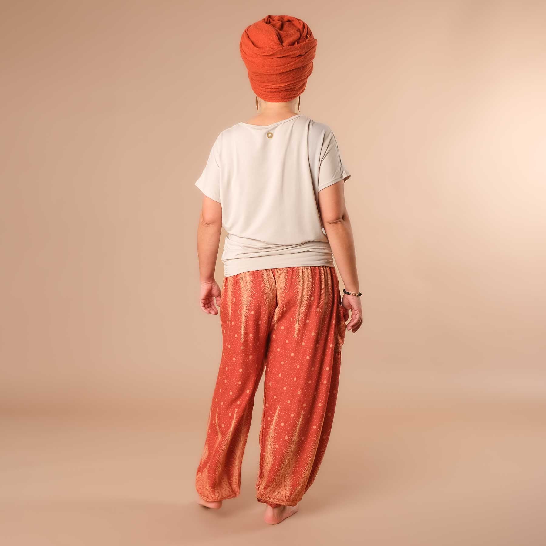 Pantaloni harem, pantaloni harem per lo yoga e il tempo libero arancione bohémien