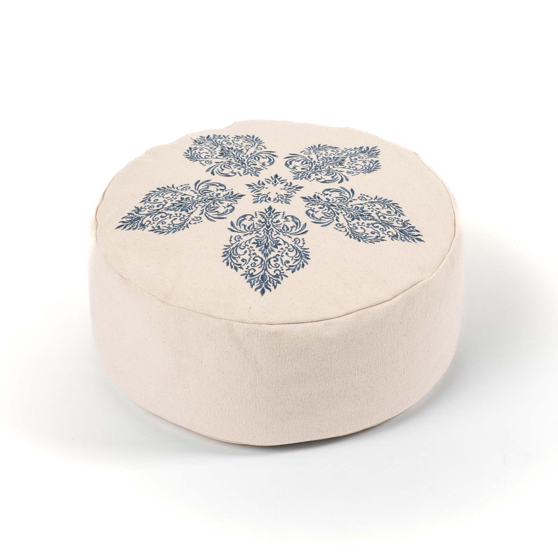 Cuscino da meditazione rotondo Fleur-de-Lys blu