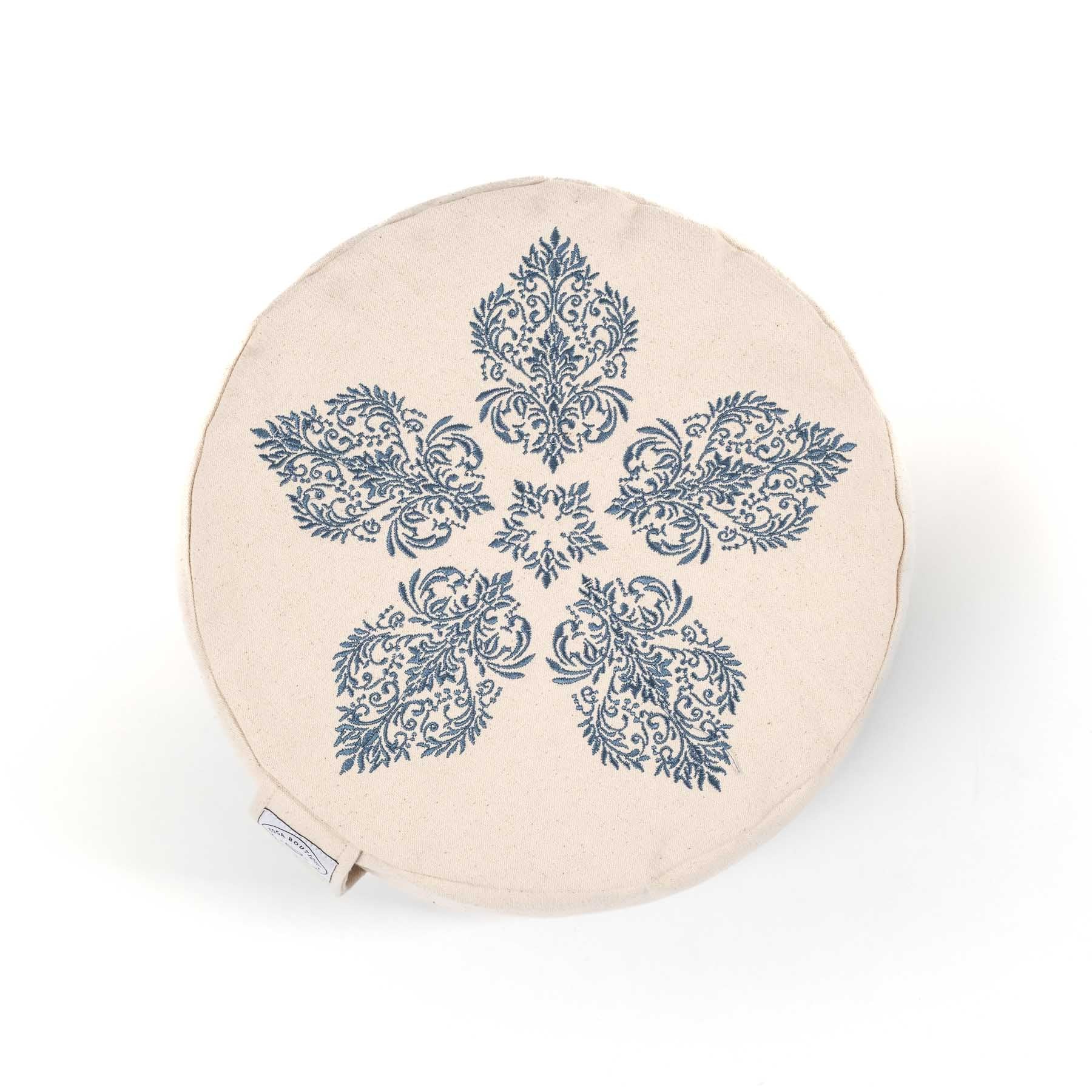 Cuscino da meditazione rotondo Fleur-de-Lys blu