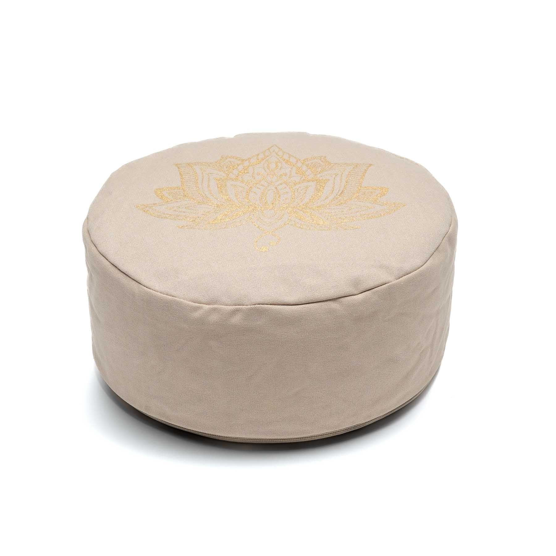 Cuscino da meditazione Rotondo Lotus Stampa Oro Sabbia