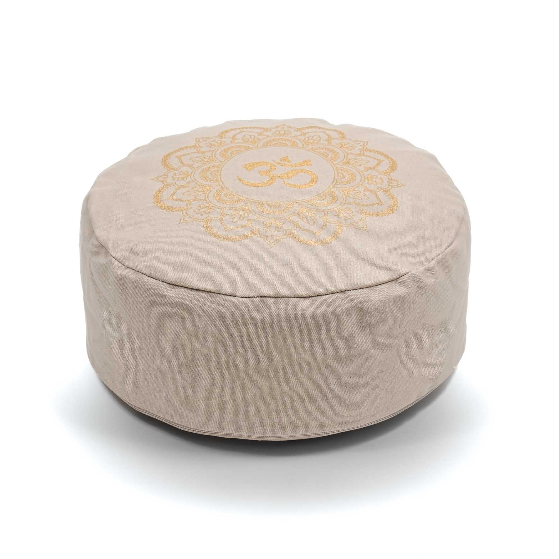 Cuscino da meditazione Mandala rotondo OM oro Stampa sabbia