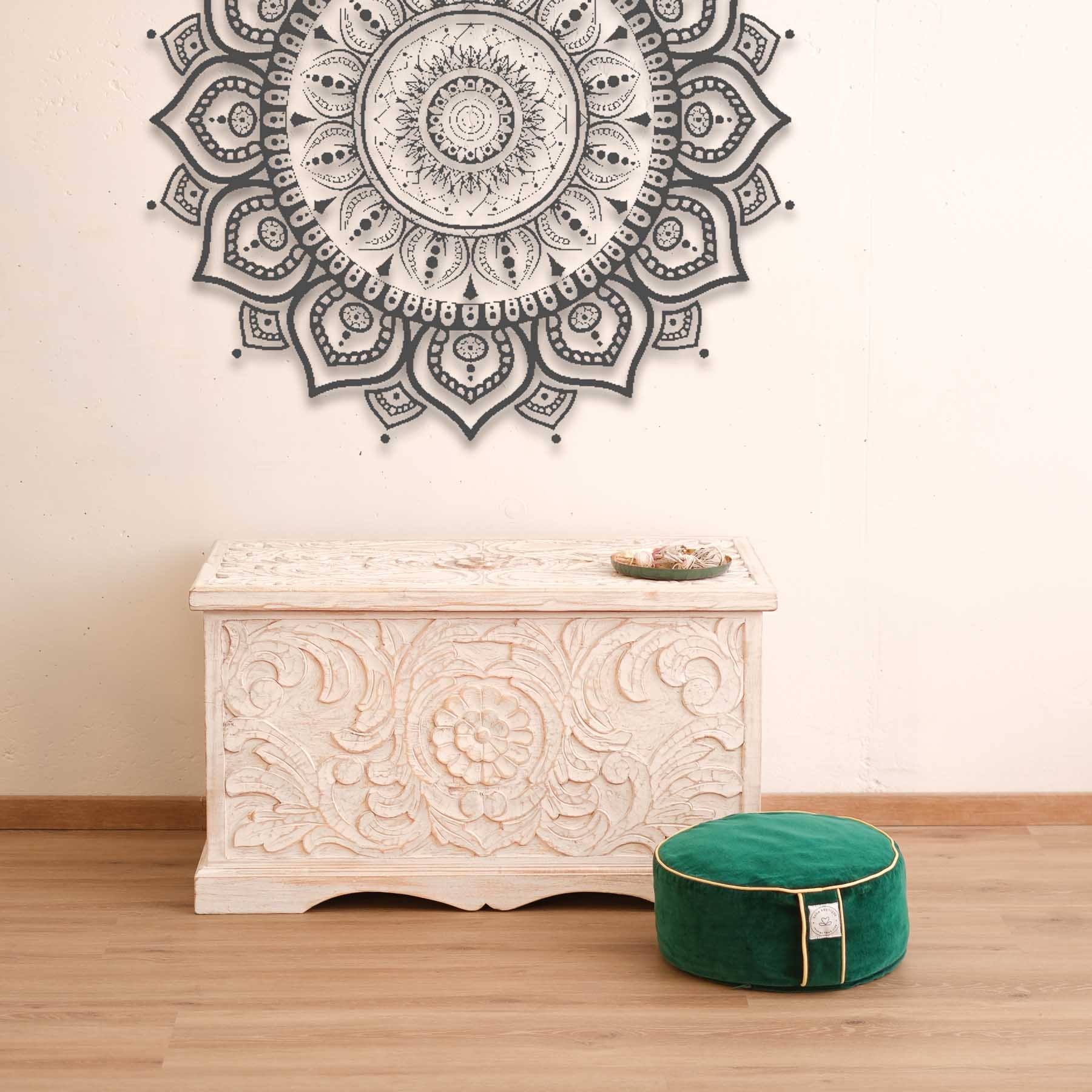 Cuscino da meditazione in velluto rotondo uni irish-verde