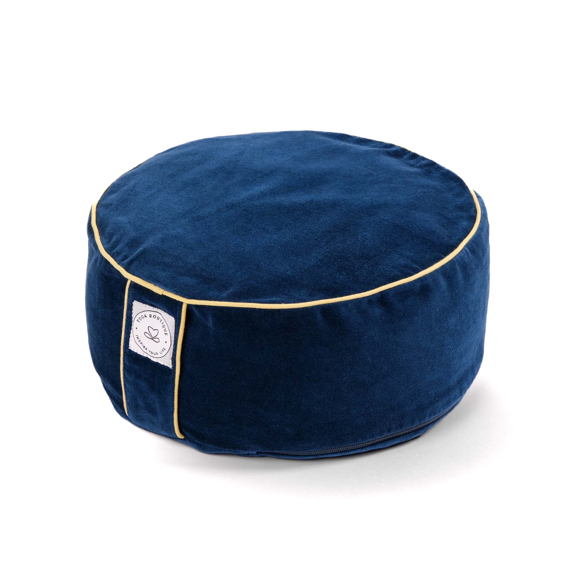 Cuscino da meditazione in velluto rotondo blu uni