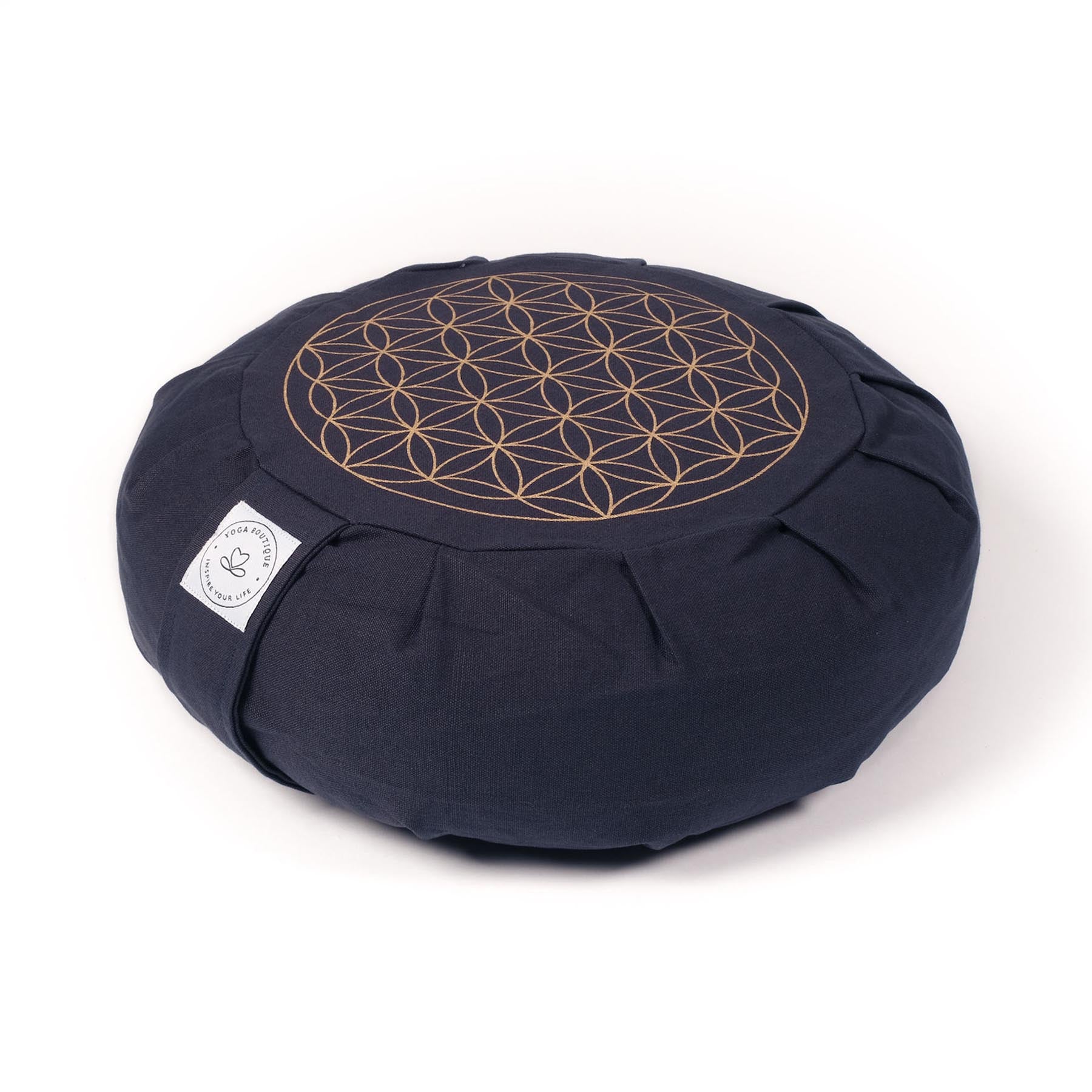 Cuscino da meditazione Zafu Fiore della vita navy