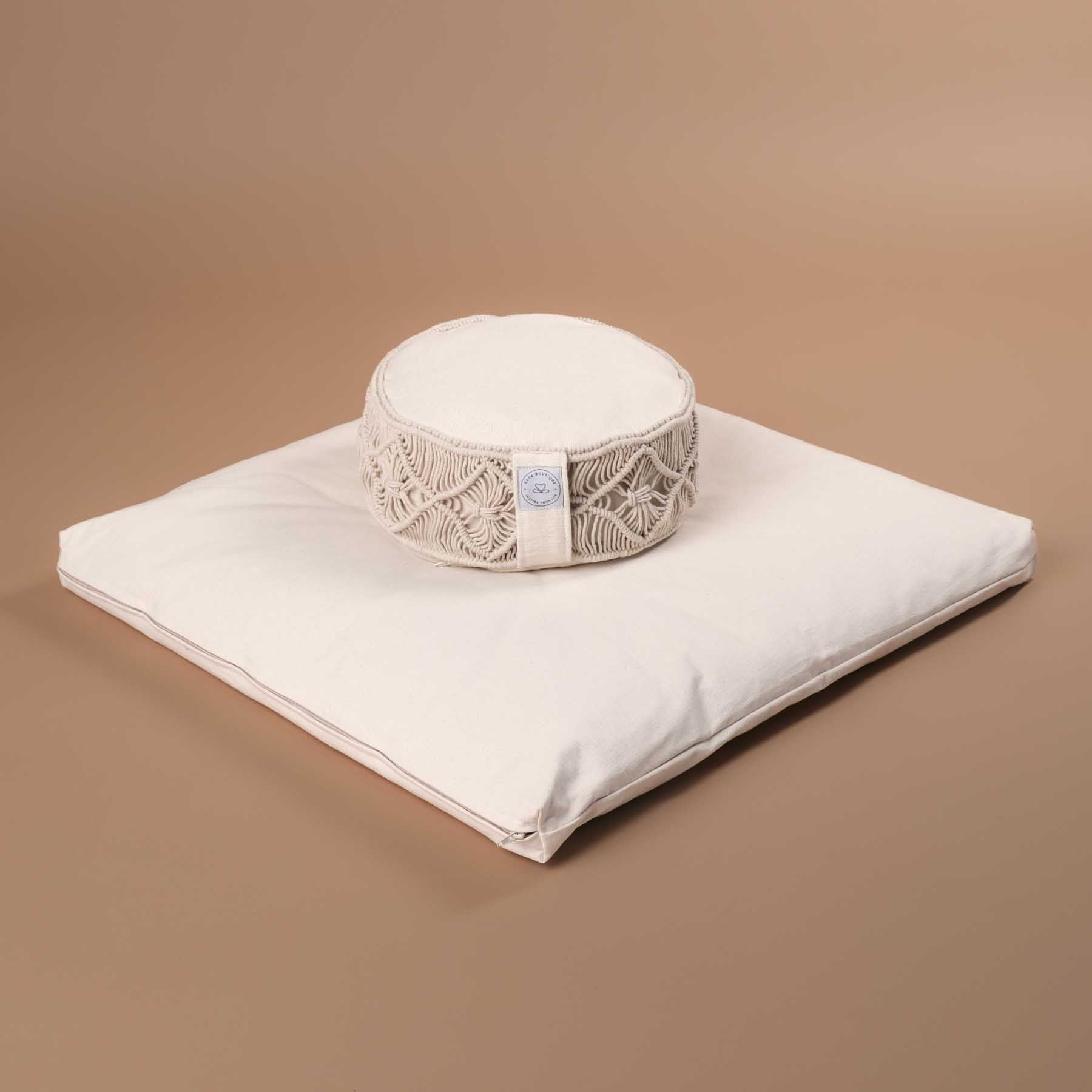 Tappetino da meditazione Zabuton Tappetino da meditazione in cotone bianco naturale