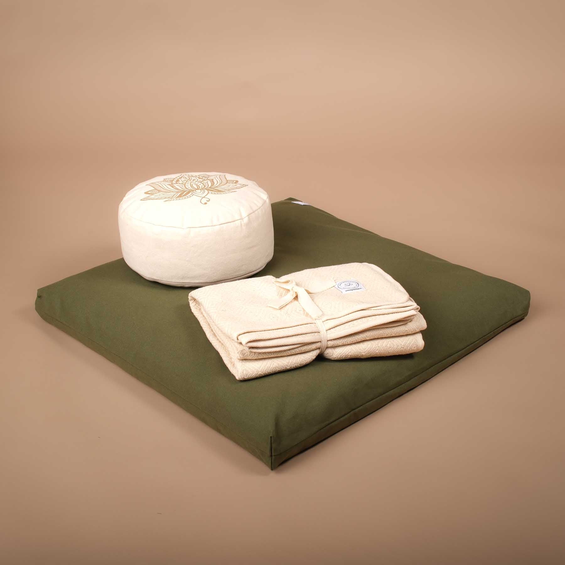 Tappetino da meditazione Zabuton tappetino da meditazione in cotone verde oliva