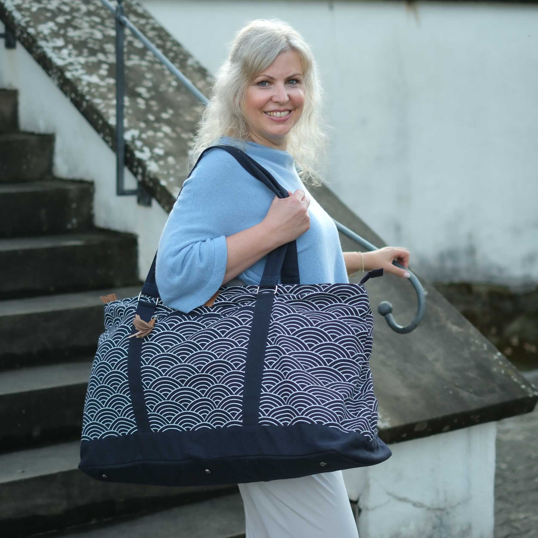 Borsa da yoga grande - Borsa da viaggio Waves navy