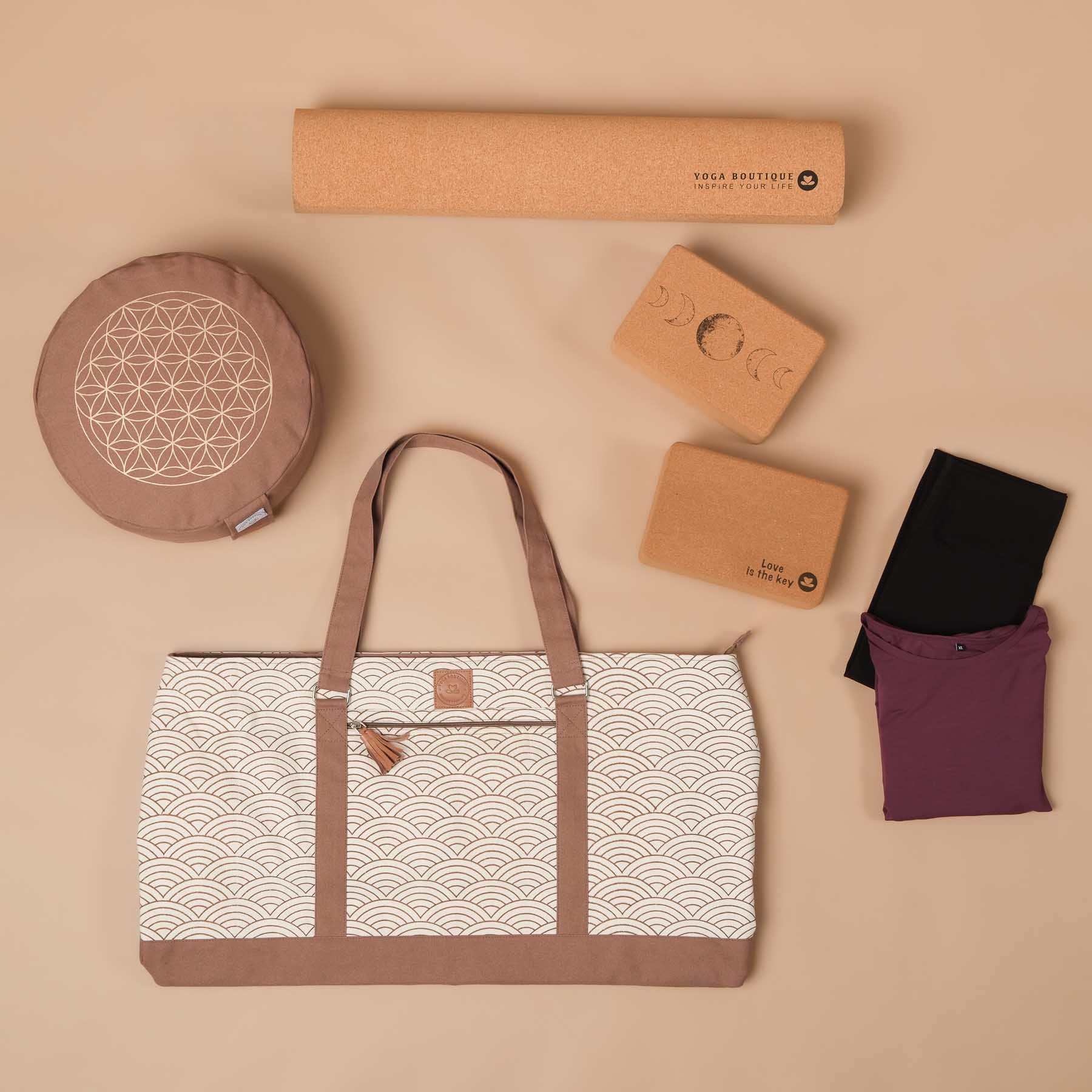 Borsa yoga grande - Borsa da viaggio Waves marrone-terra