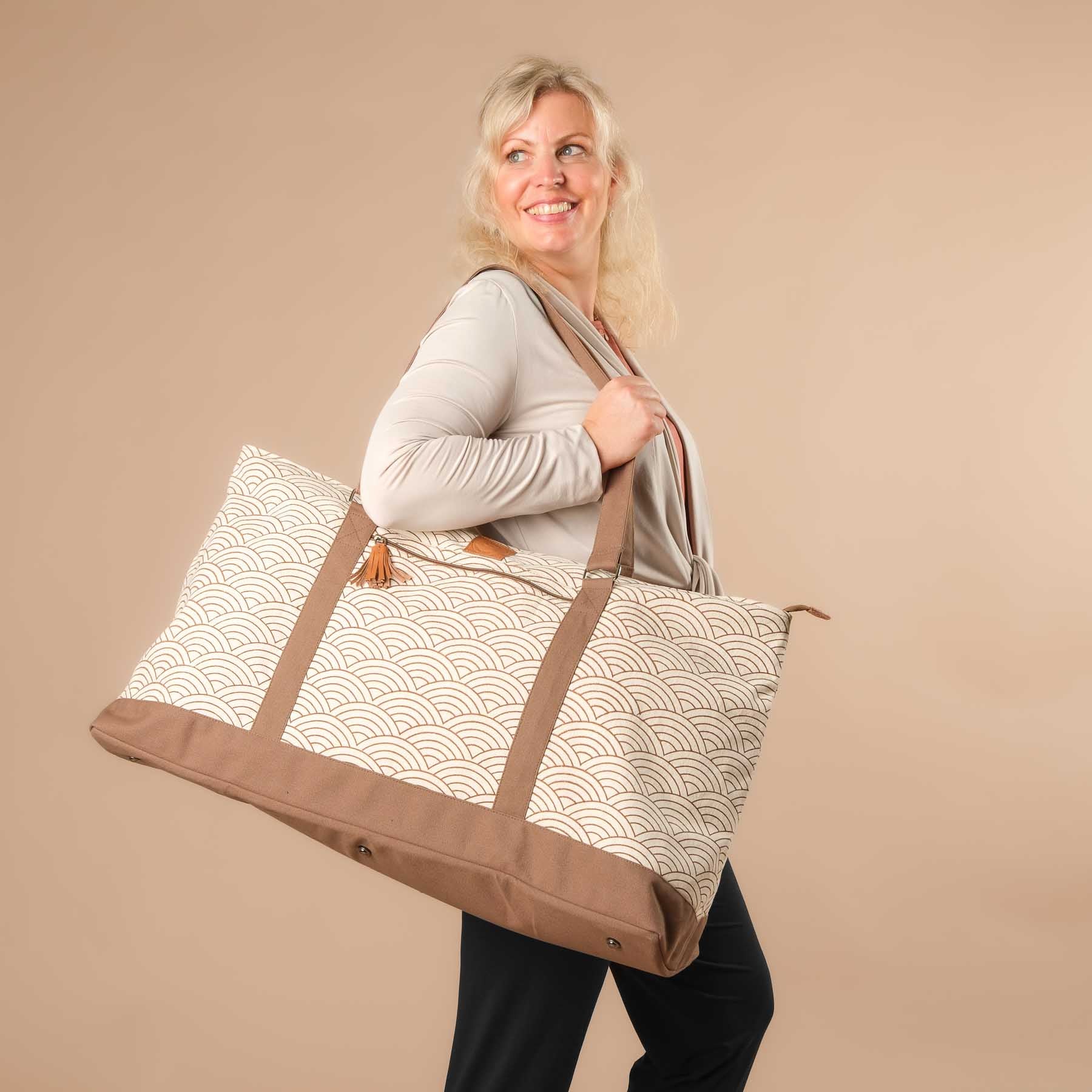 Borsa yoga grande - Borsa da viaggio Waves marrone-terra