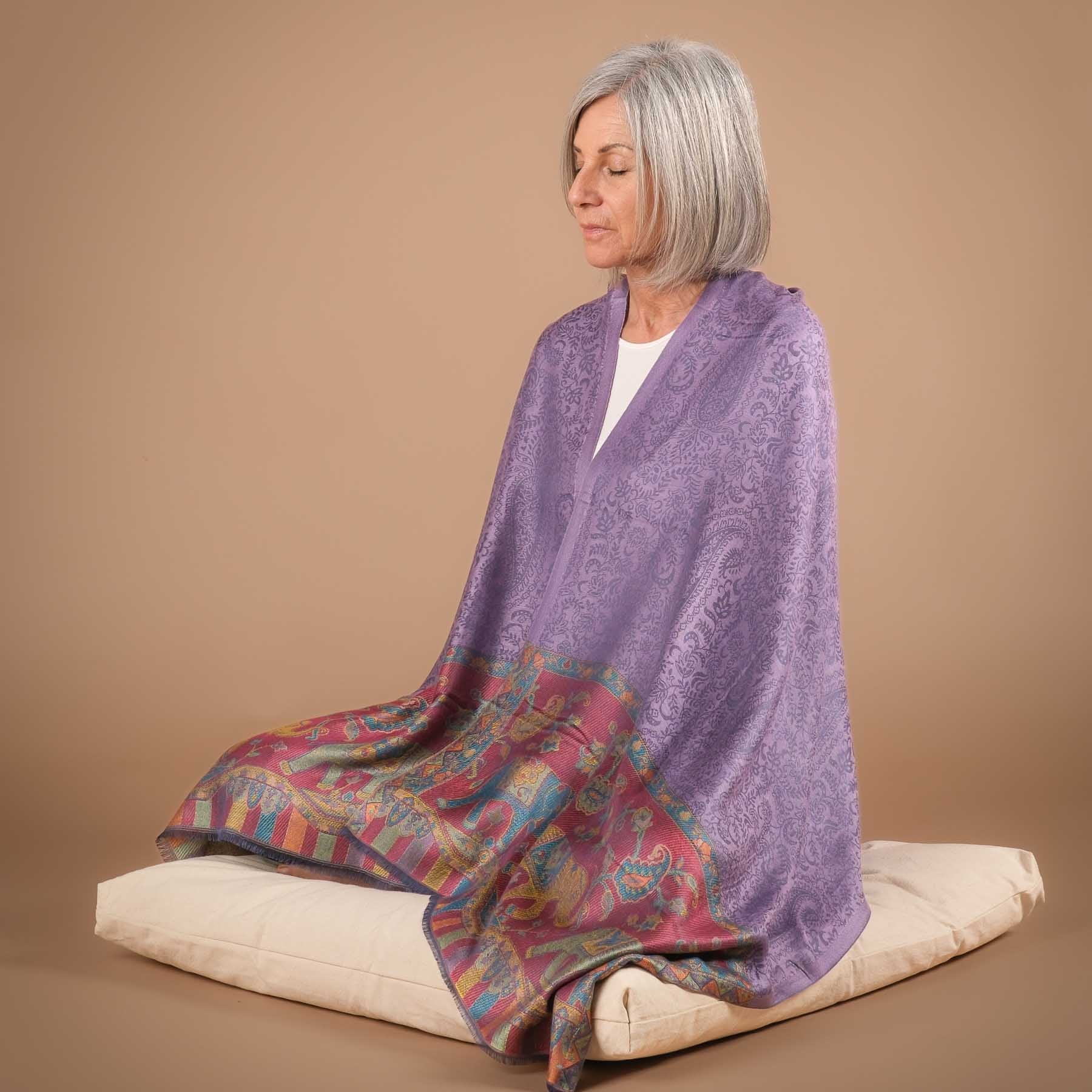 Scialle da meditazione Sciarpa Ganesh viola