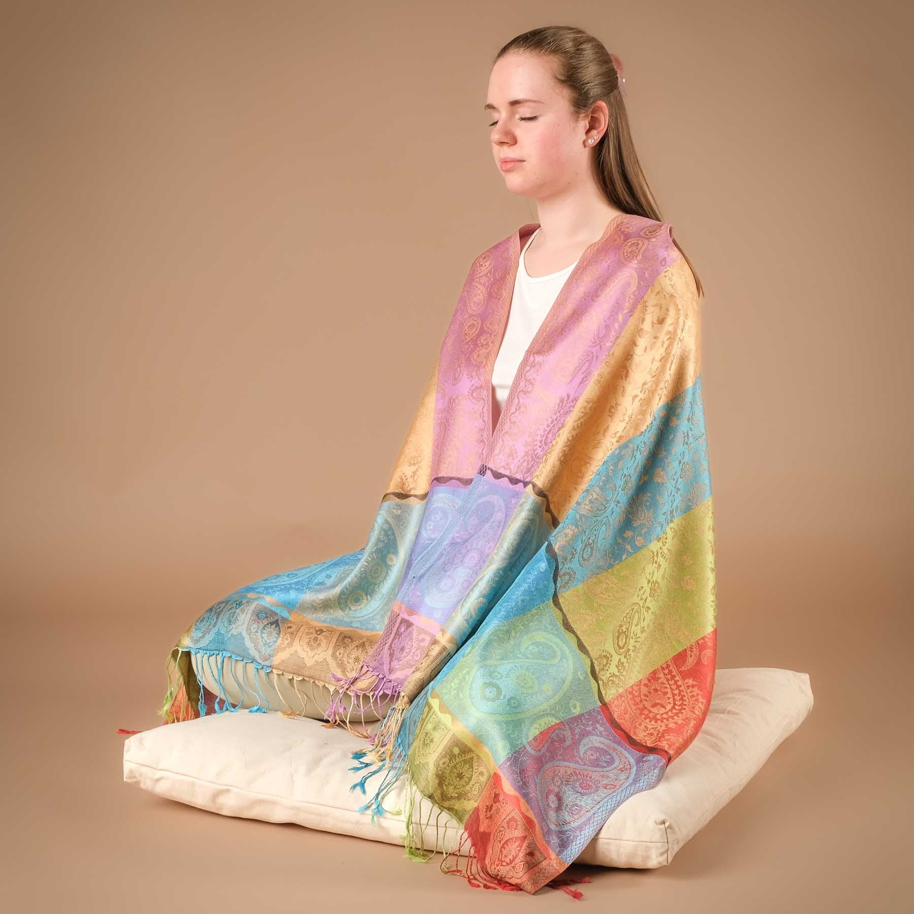 Scialle da meditazione Sciarpa in seta Arcobaleno