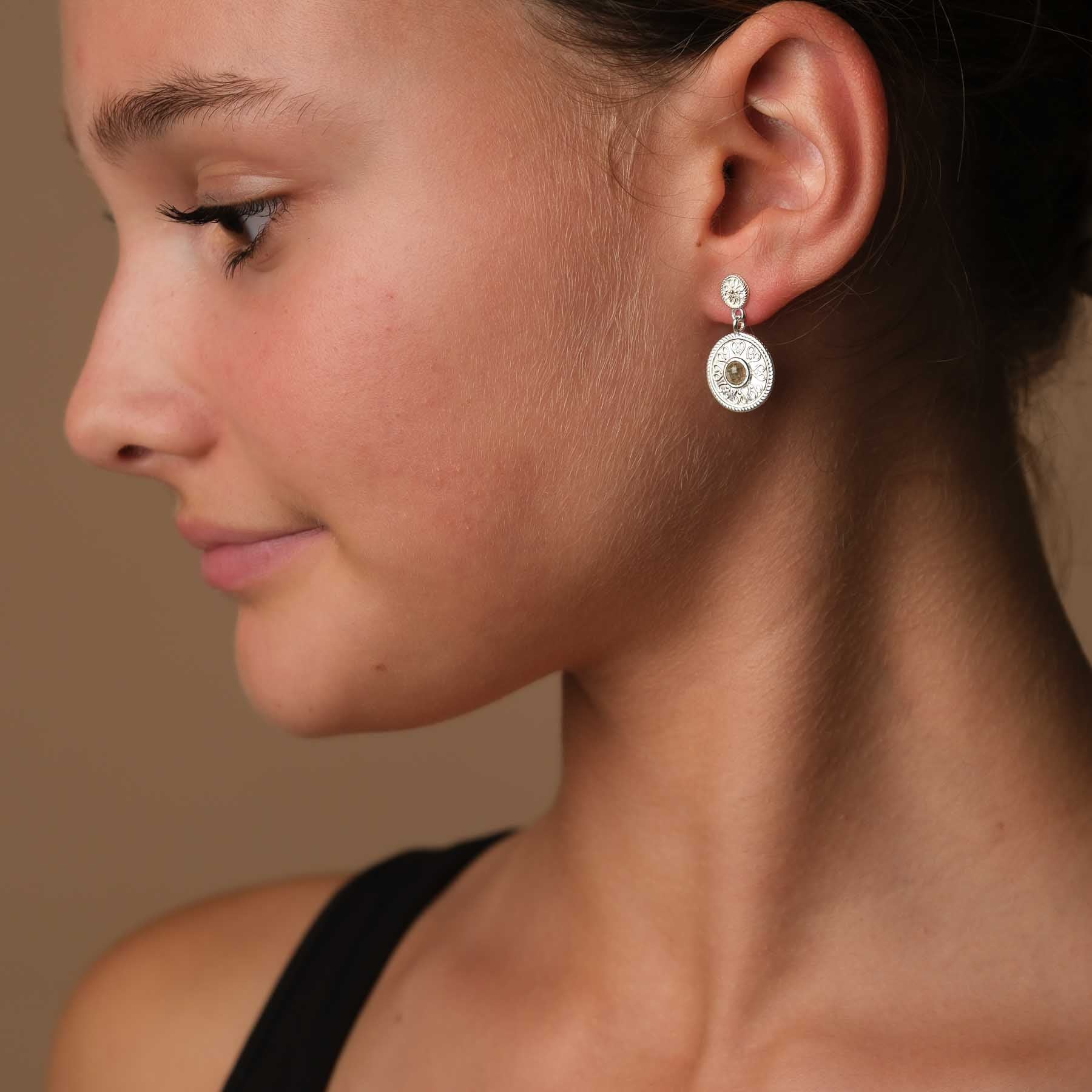 Orecchini Mandala Love con labradorite in argento