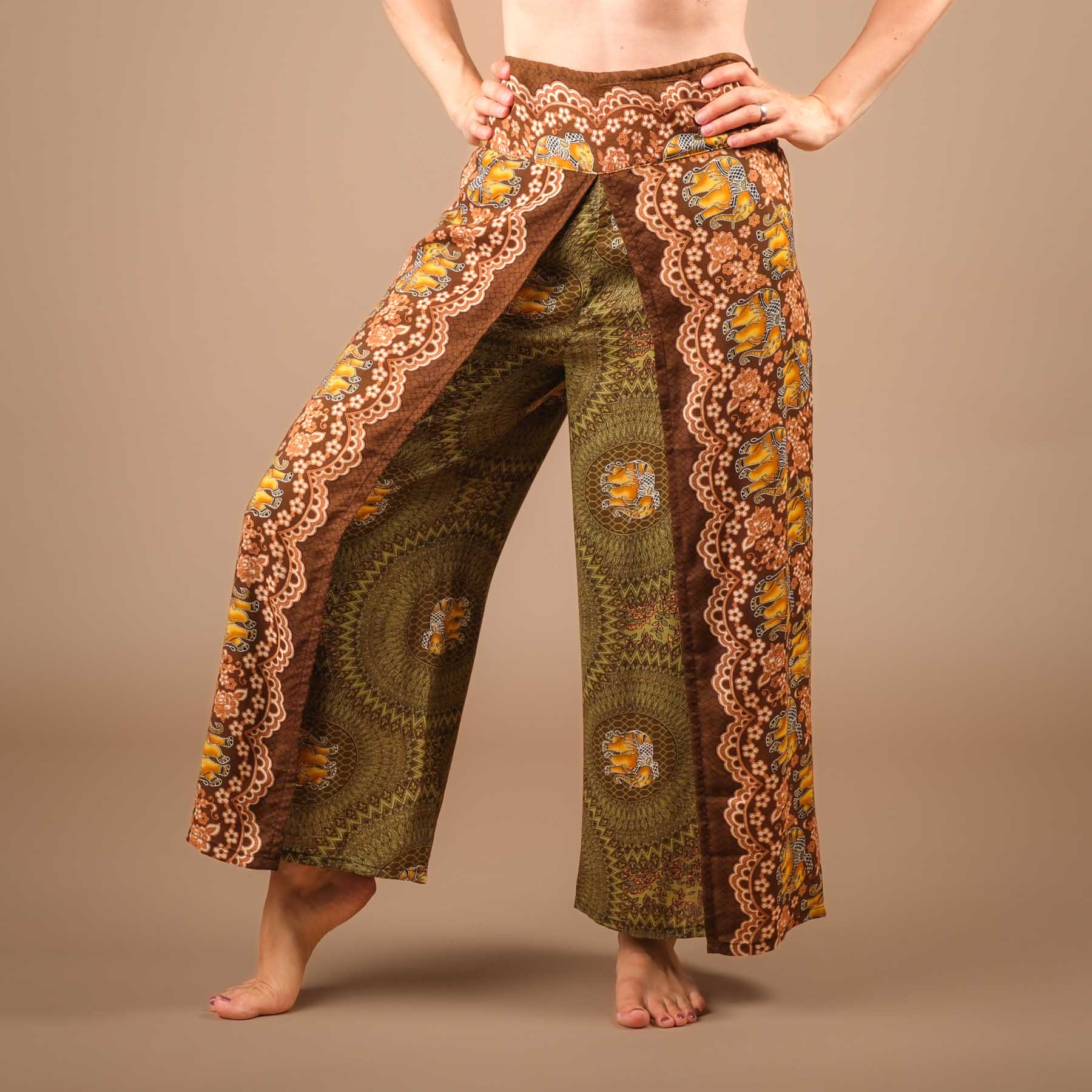 Pantaloni palazzo Marlene Pantaloni Elephant oliva