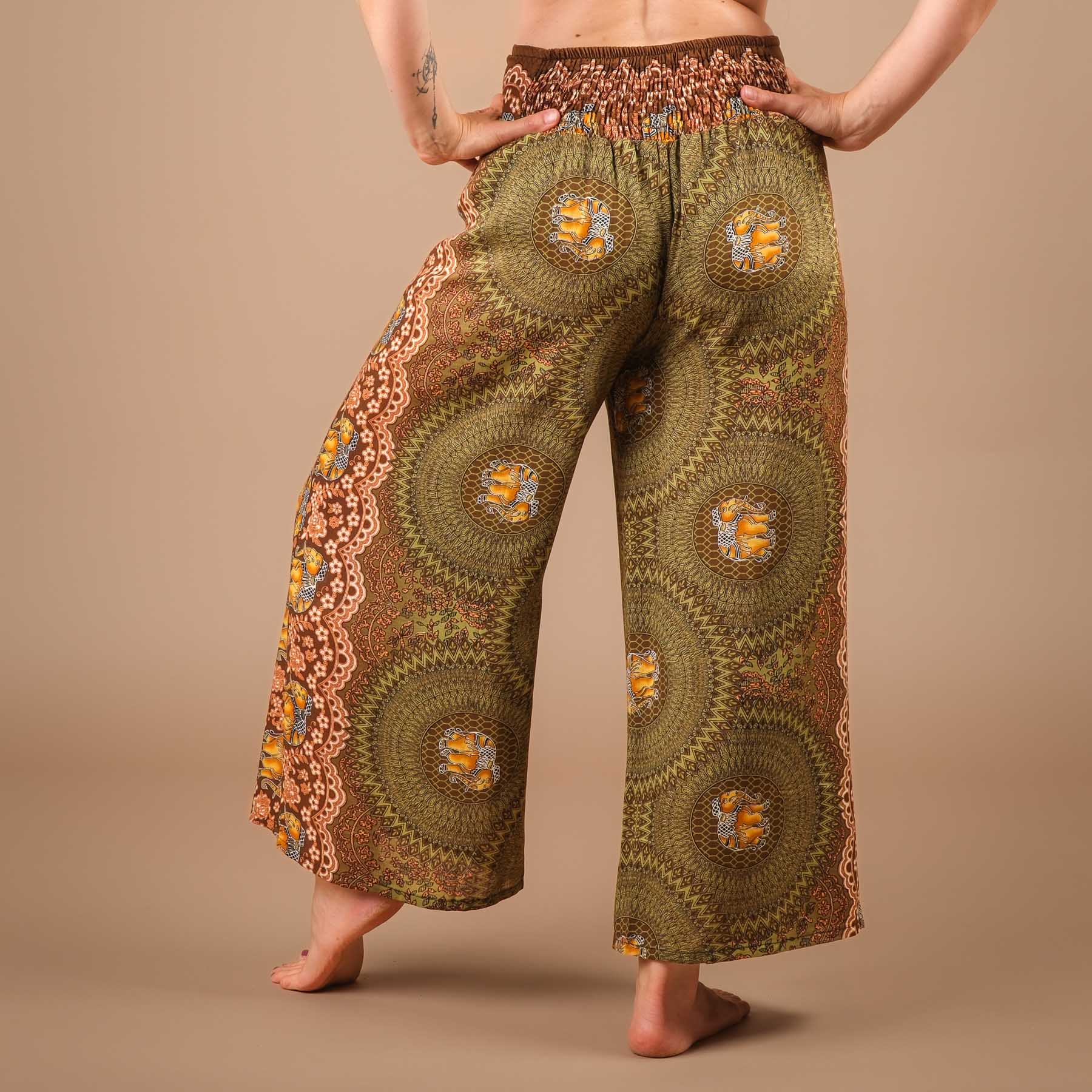 Pantaloni palazzo Marlene Pantaloni Elephant oliva