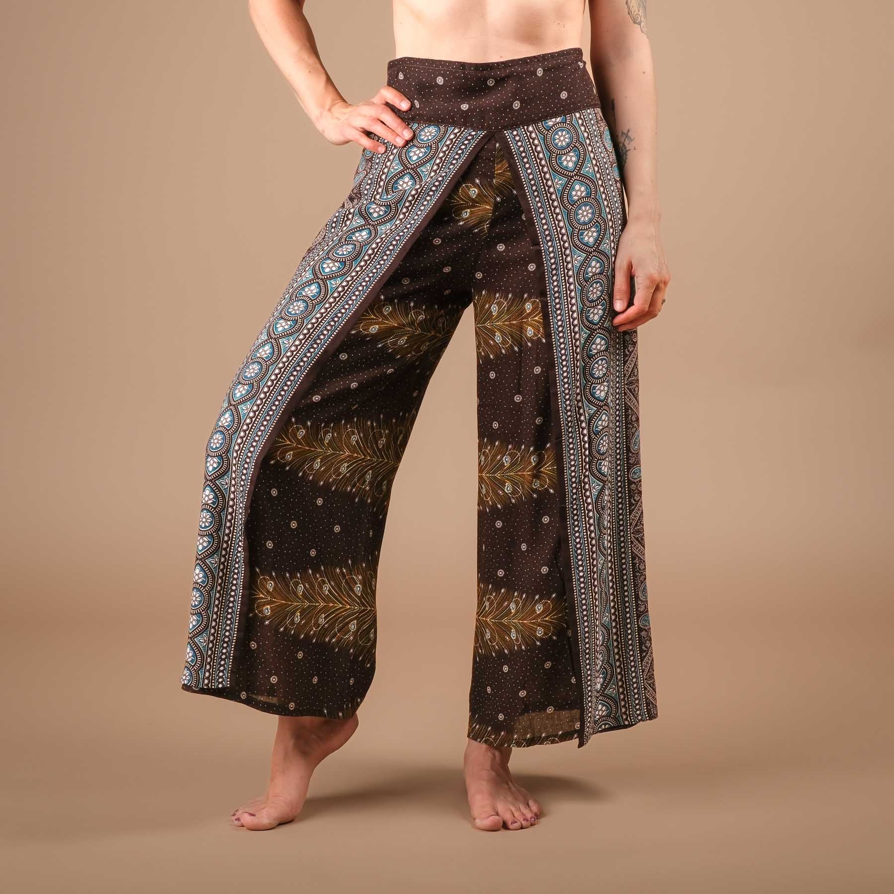 Pantaloni Palazzo Marlene Pantaloni Piuma marrone