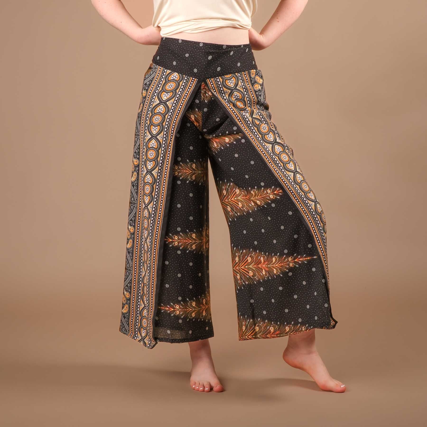 Pantaloni Palazzo Marlene Pantaloni Piuma nero