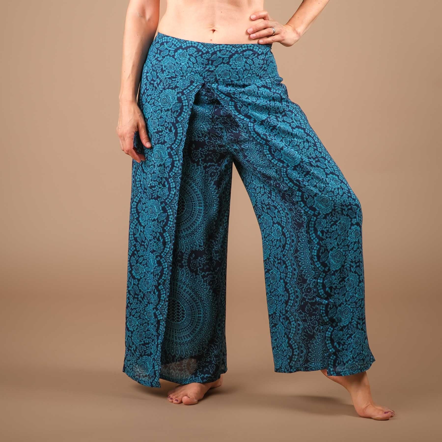 Pantaloni Palazzo Marlene Pantaloni estate indiana blu