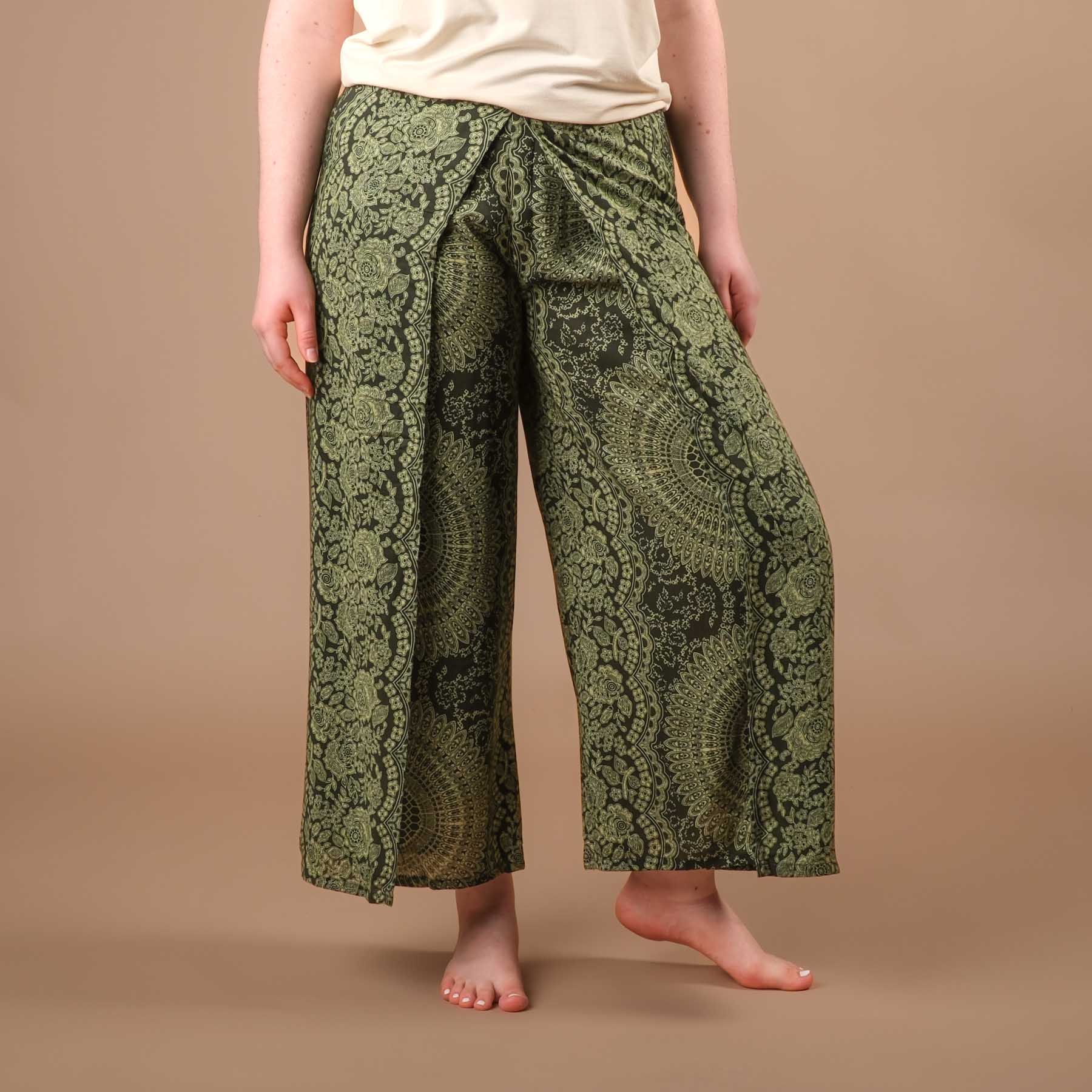 Pantaloni palazzo Marlene pantaloni Indian Summer oliva