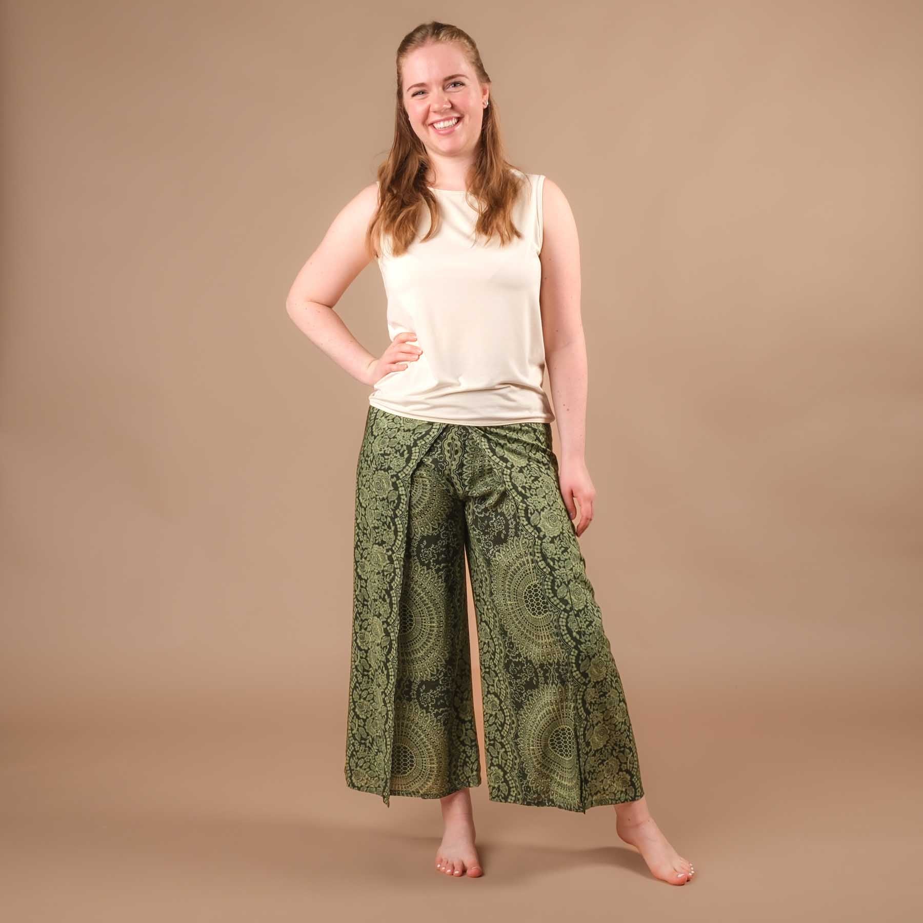 Pantaloni palazzo Marlene pantaloni Indian Summer oliva