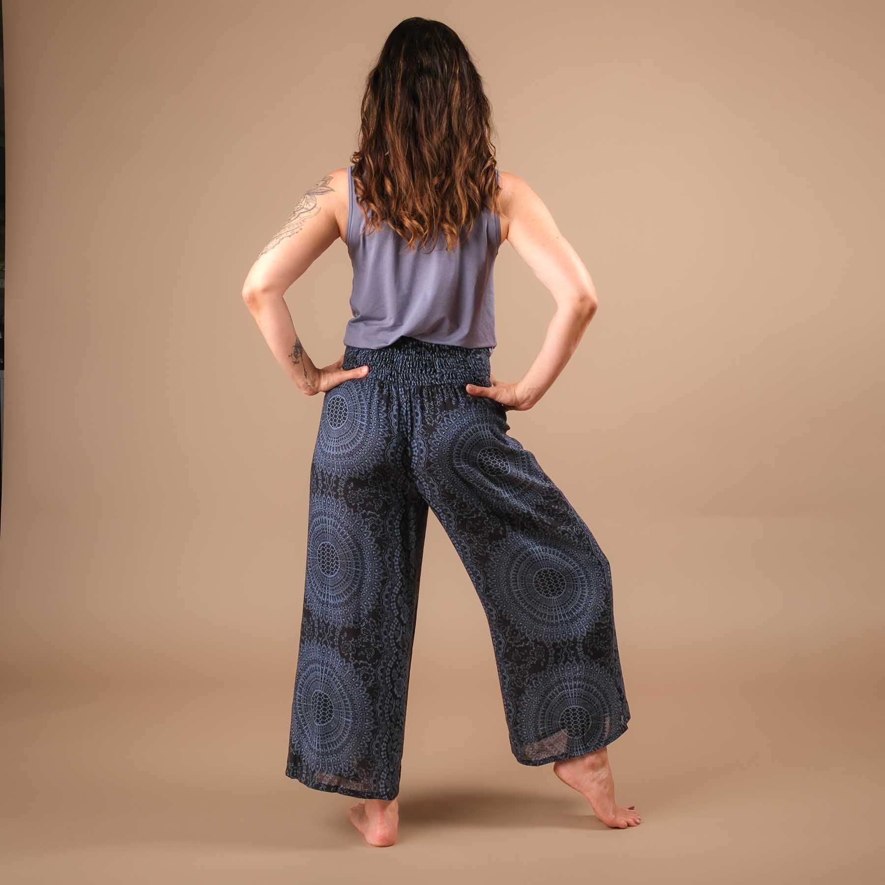 Pantaloni Palazzo Marlene Pantaloni Estate Indiana nero