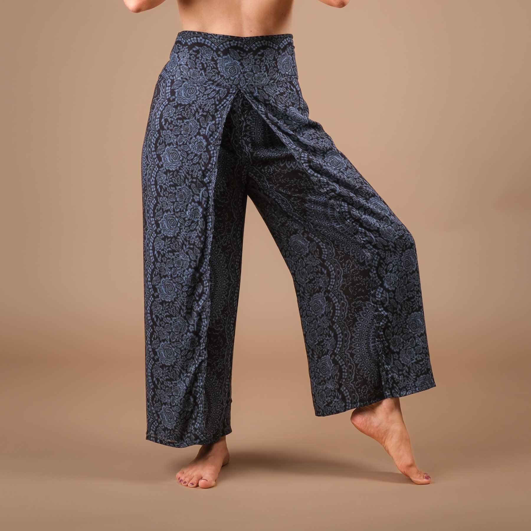 Pantaloni Palazzo Marlene Pantaloni Estate Indiana nero