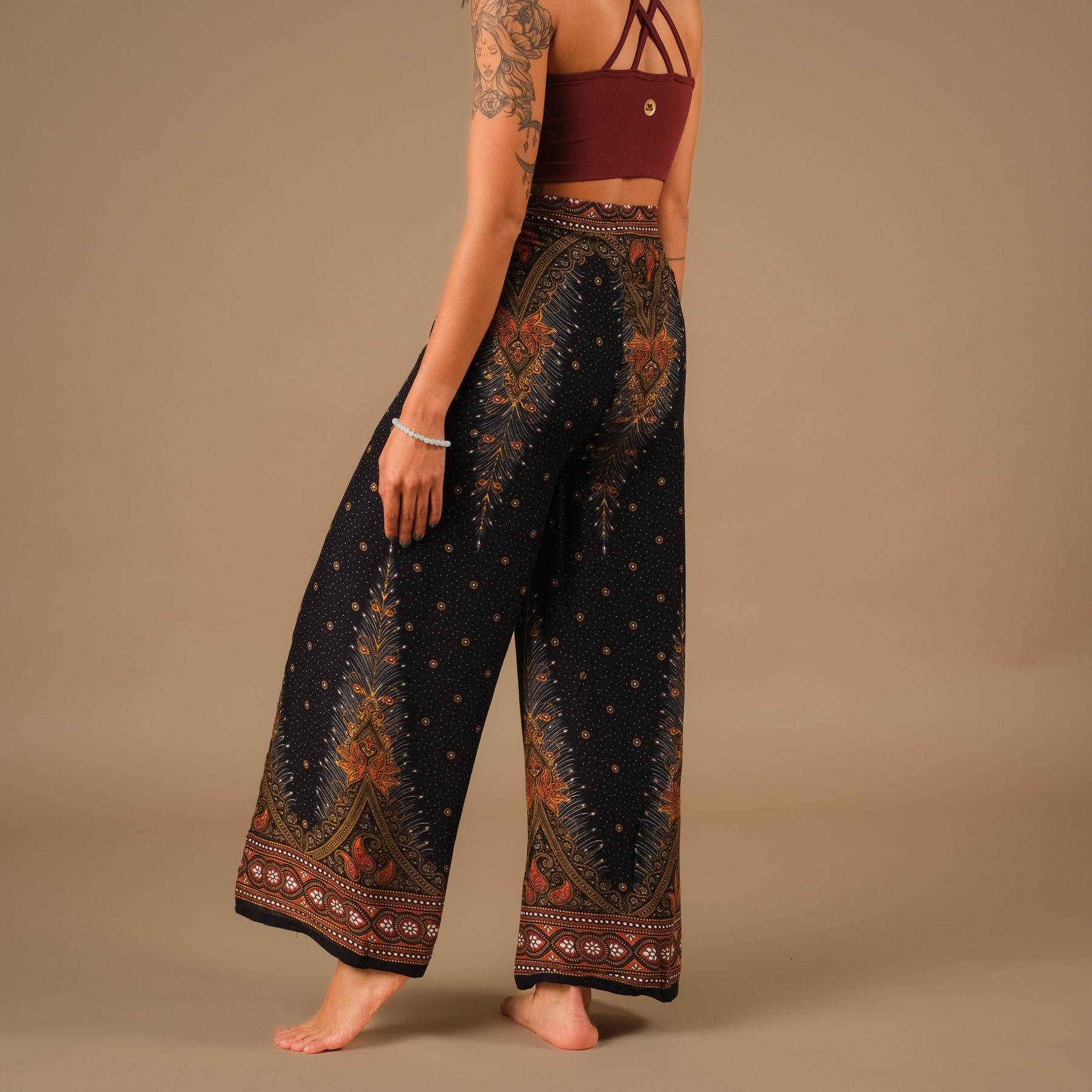 Pantaloni Palazzo Wrap Nero piuma