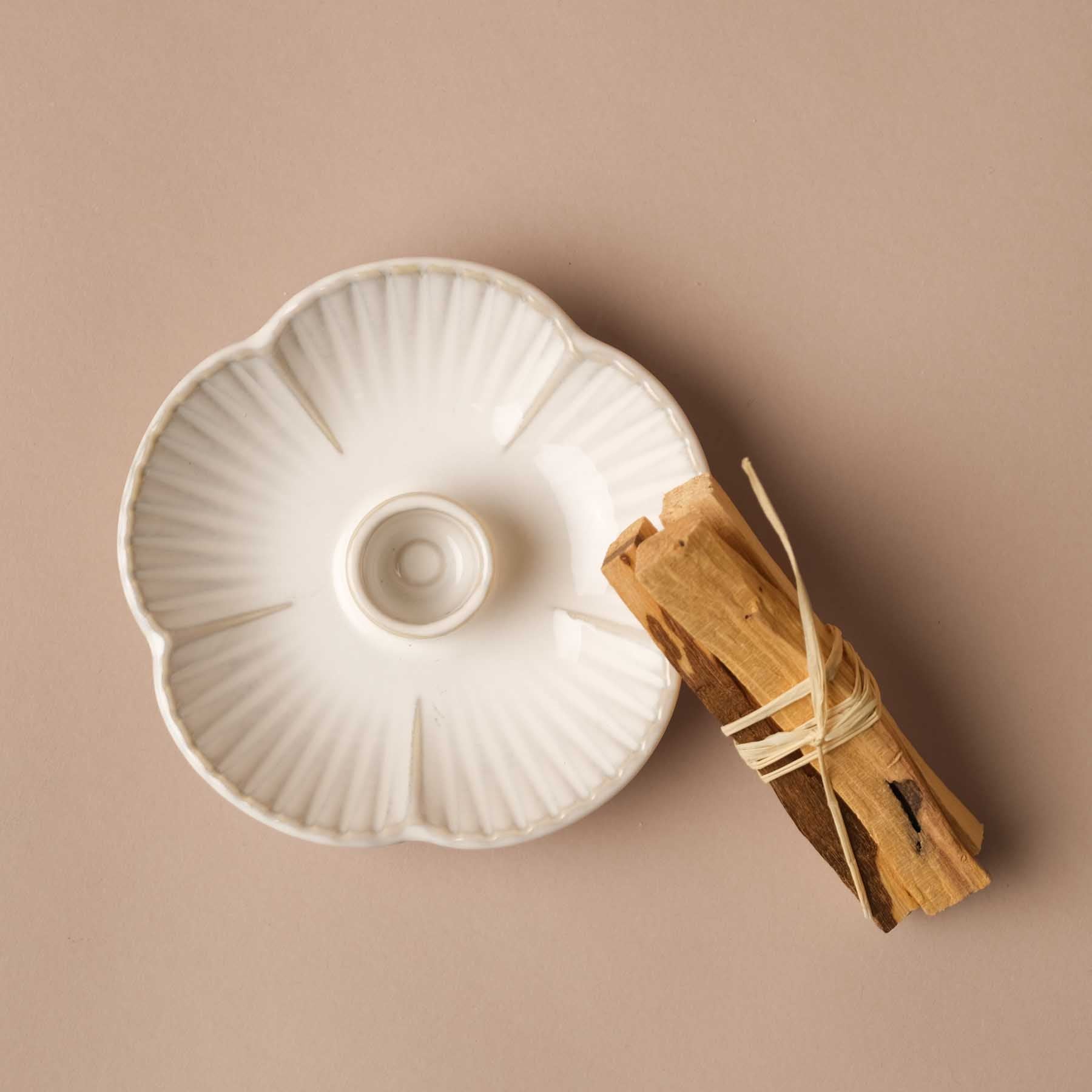 Porta Palo Santo in ceramica beige