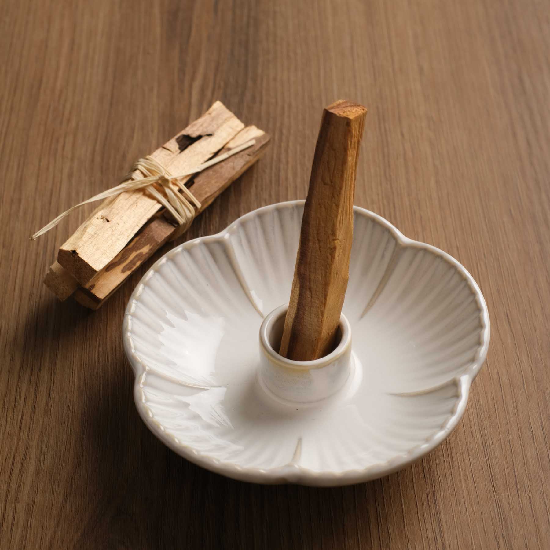 Porta Palo Santo in ceramica beige