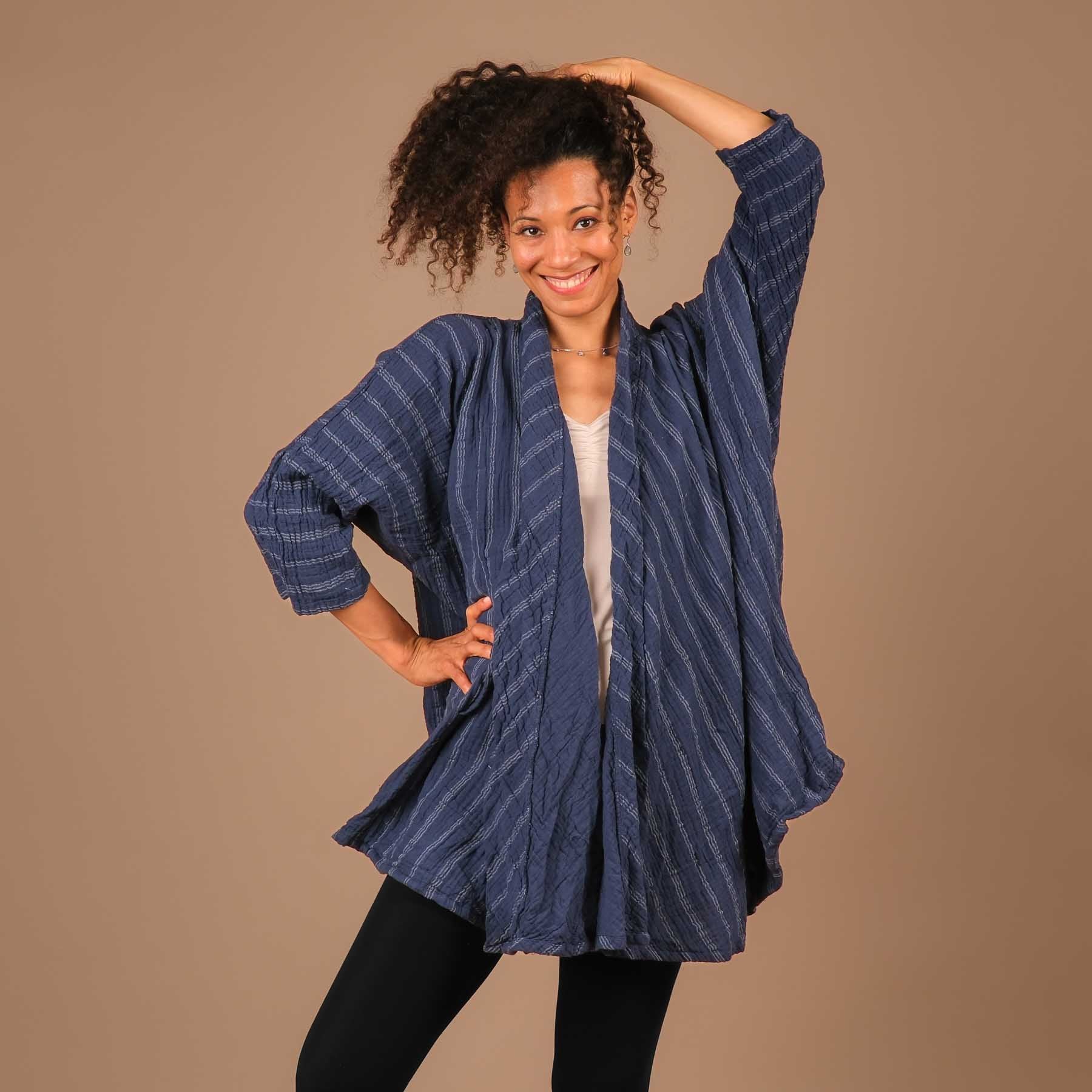 Cardigan estivo in cotone navy