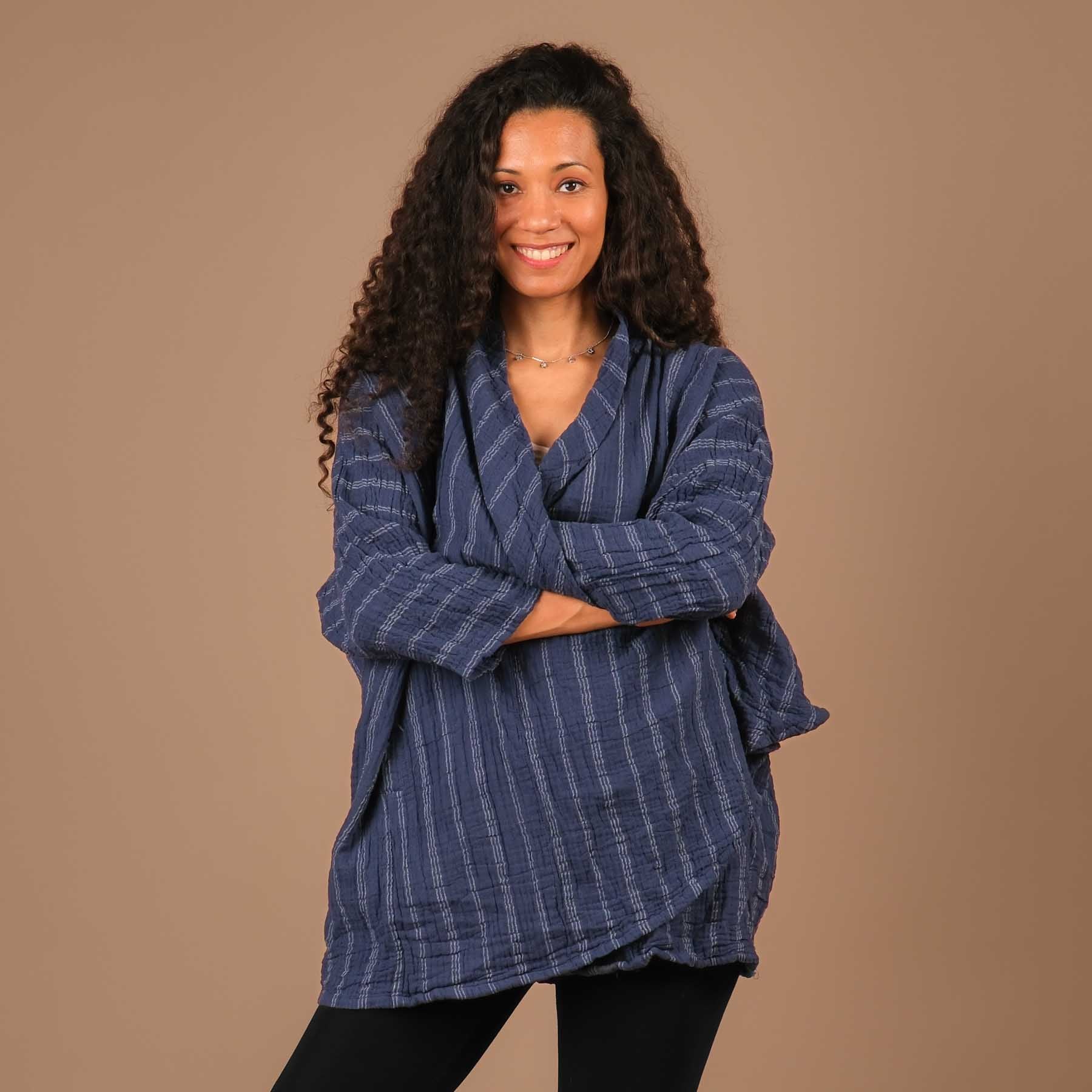 Cardigan estivo in cotone navy