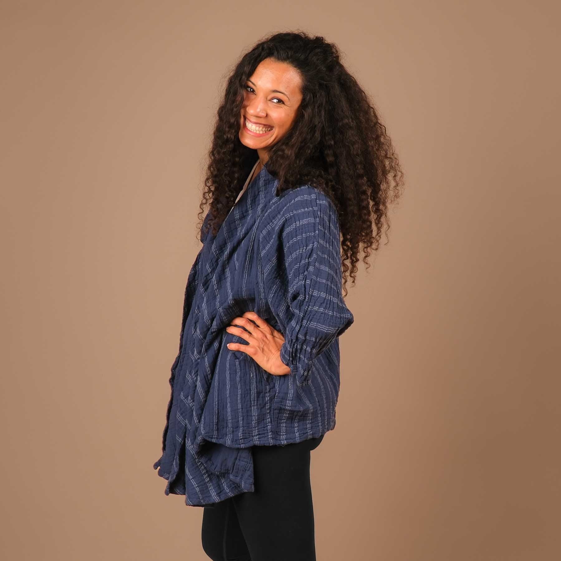 Cardigan estivo in cotone navy
