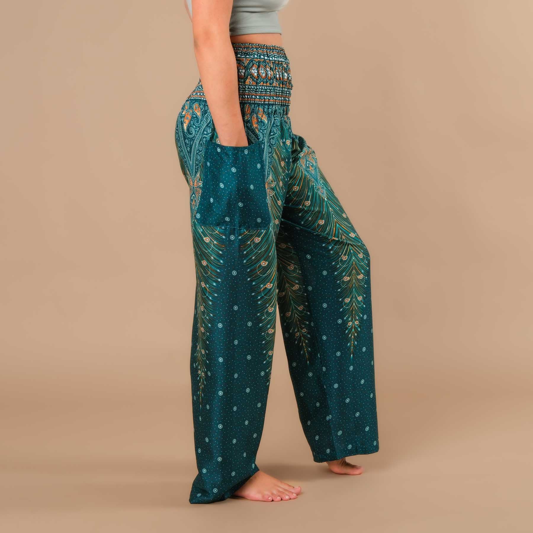 Pantaloni estivi Palazzo Feather turchese
