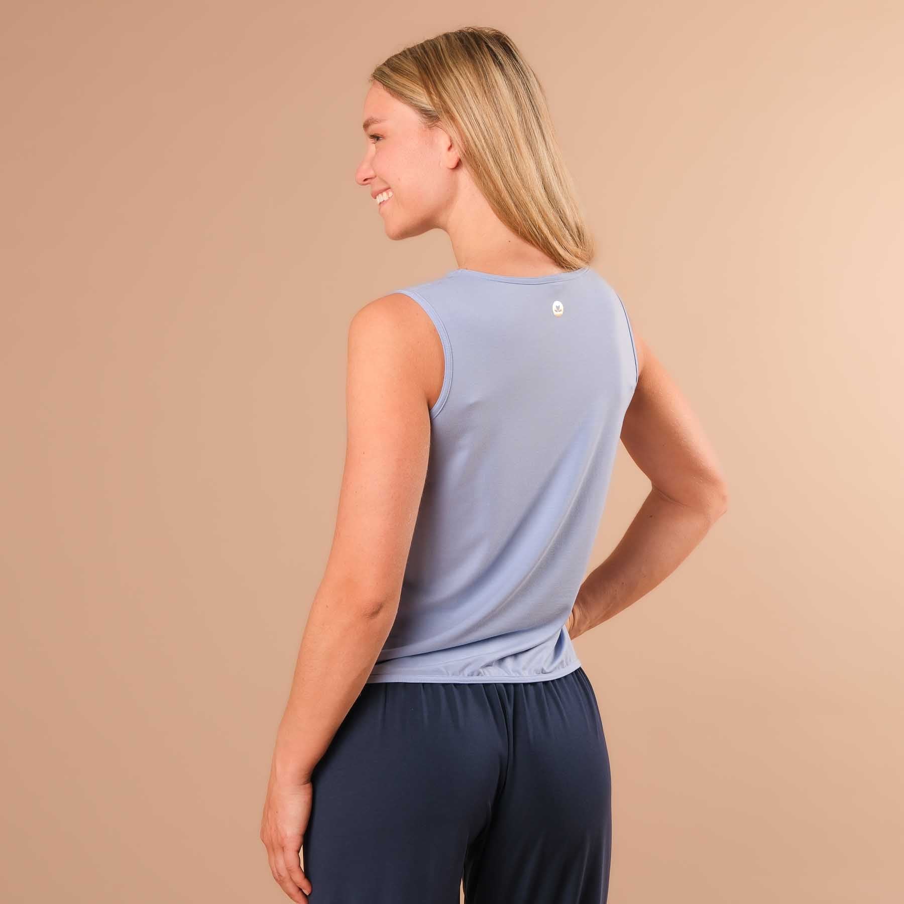 Canotta Comfy wide made in Switzerland sostenibile blu cielo