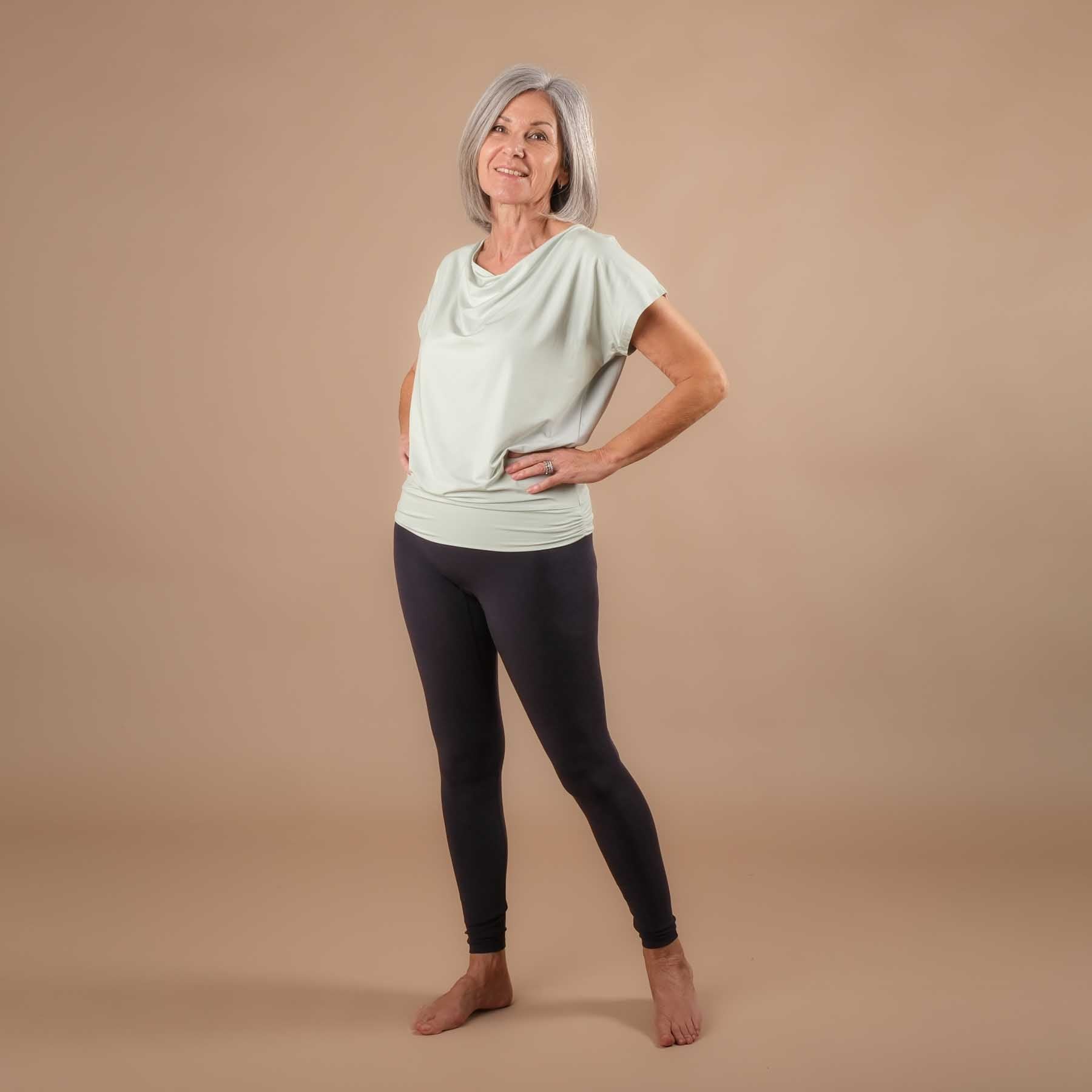 Camicia yoga a cascata, super sostenibile, cucita in Svizzera, menta