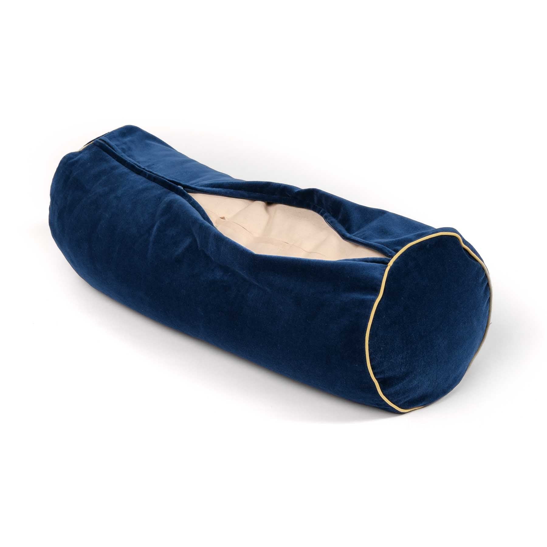 Cuscino da yoga in velluto blu uni